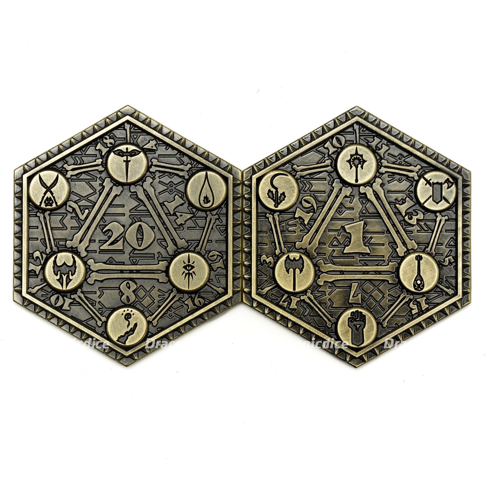 Aged Brass D2 TTRPG/DND Coin - Dicemaniac