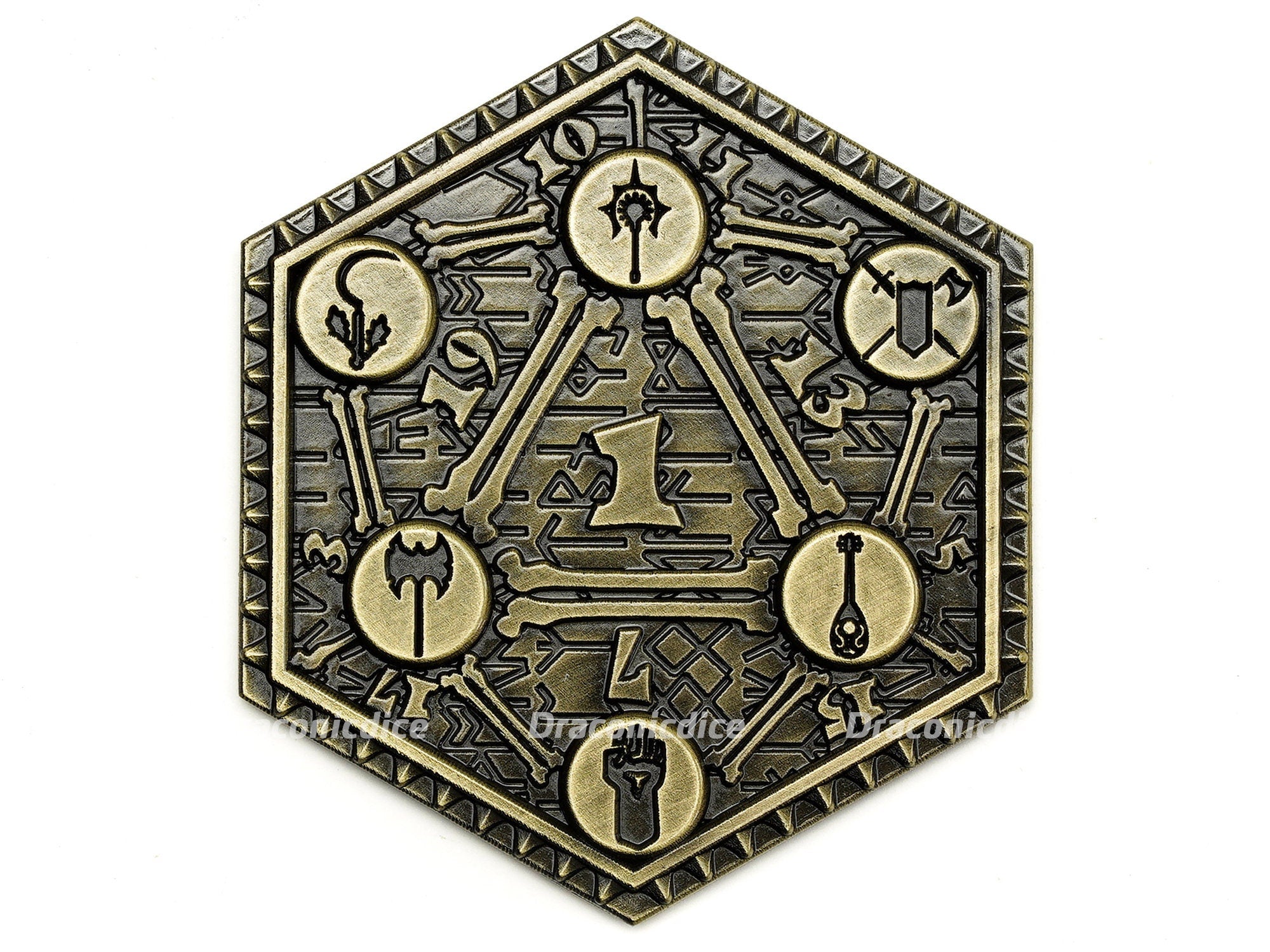 Aged Brass D2 TTRPG/DND Coin - Dicemaniac