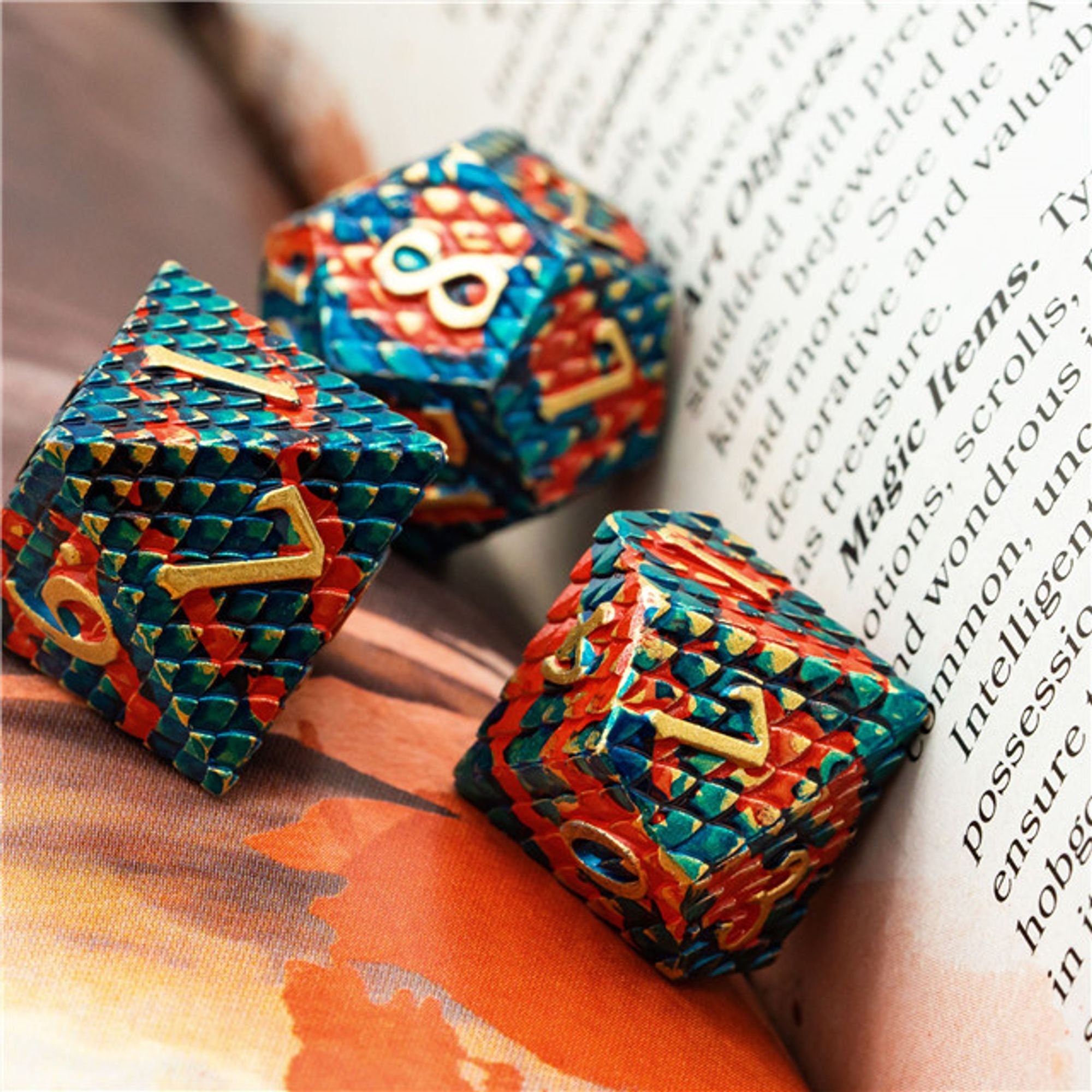 Dragon Blue Blood Metal Scaled TTRPG/DND DICE SET - Dicemaniac