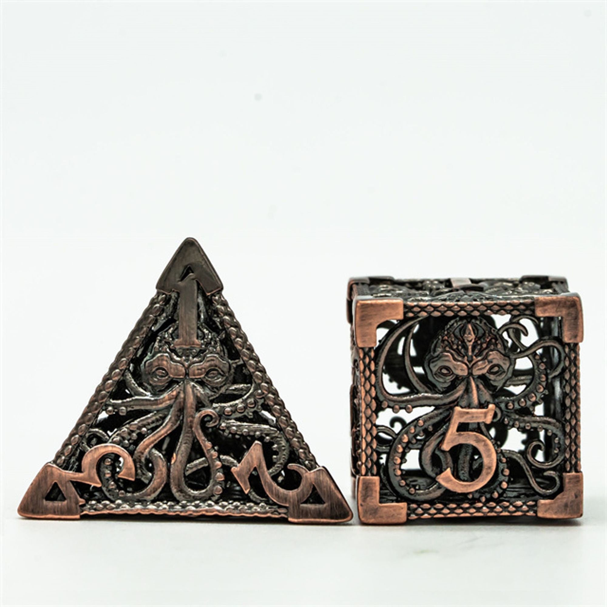 Hollow Octopus Copper Metal TTRPG/DND DICE SET - Dicemaniac