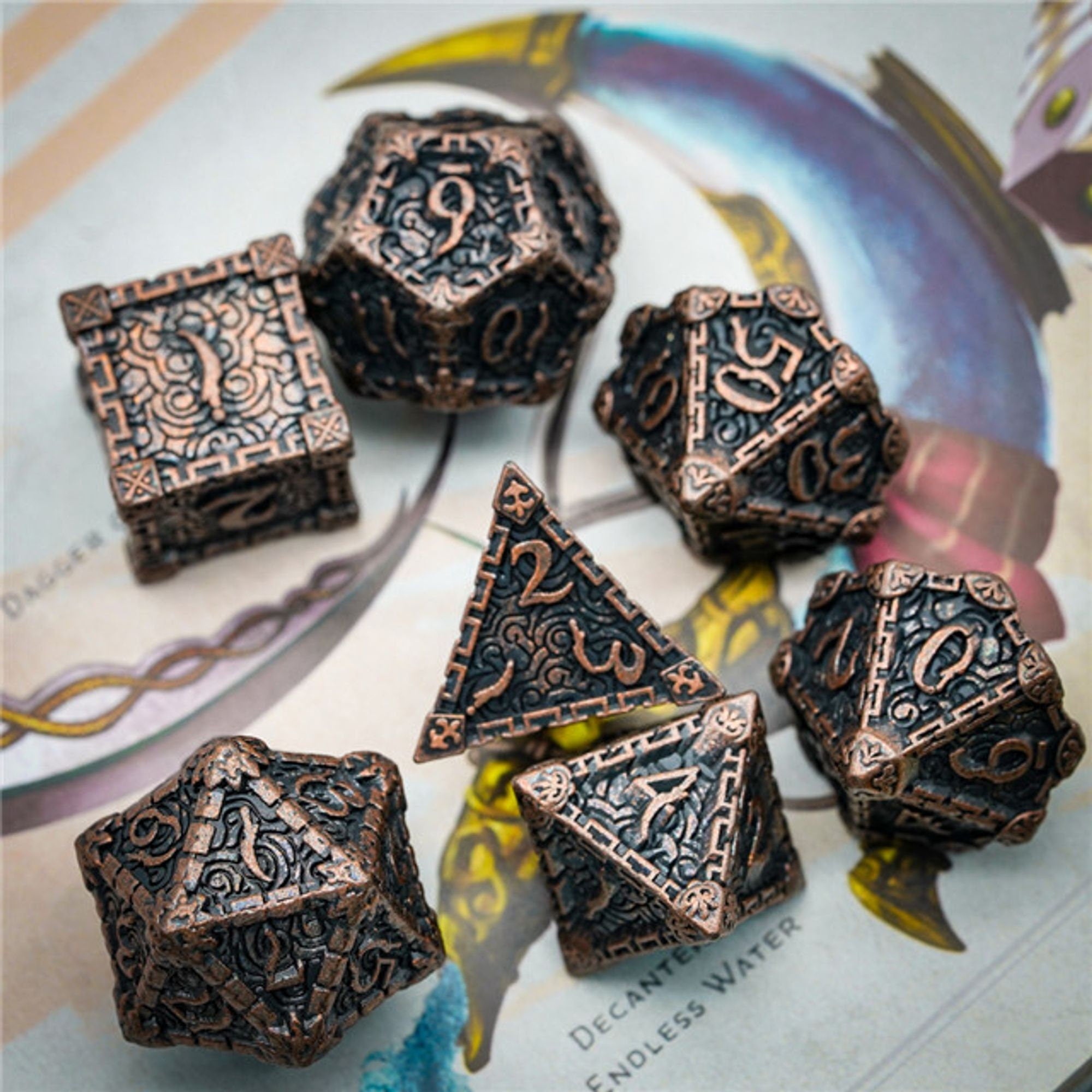 Dagger of Venom Dark Copper Metal Rogue Style DND/TTRPG Dice set - Dicemaniac
