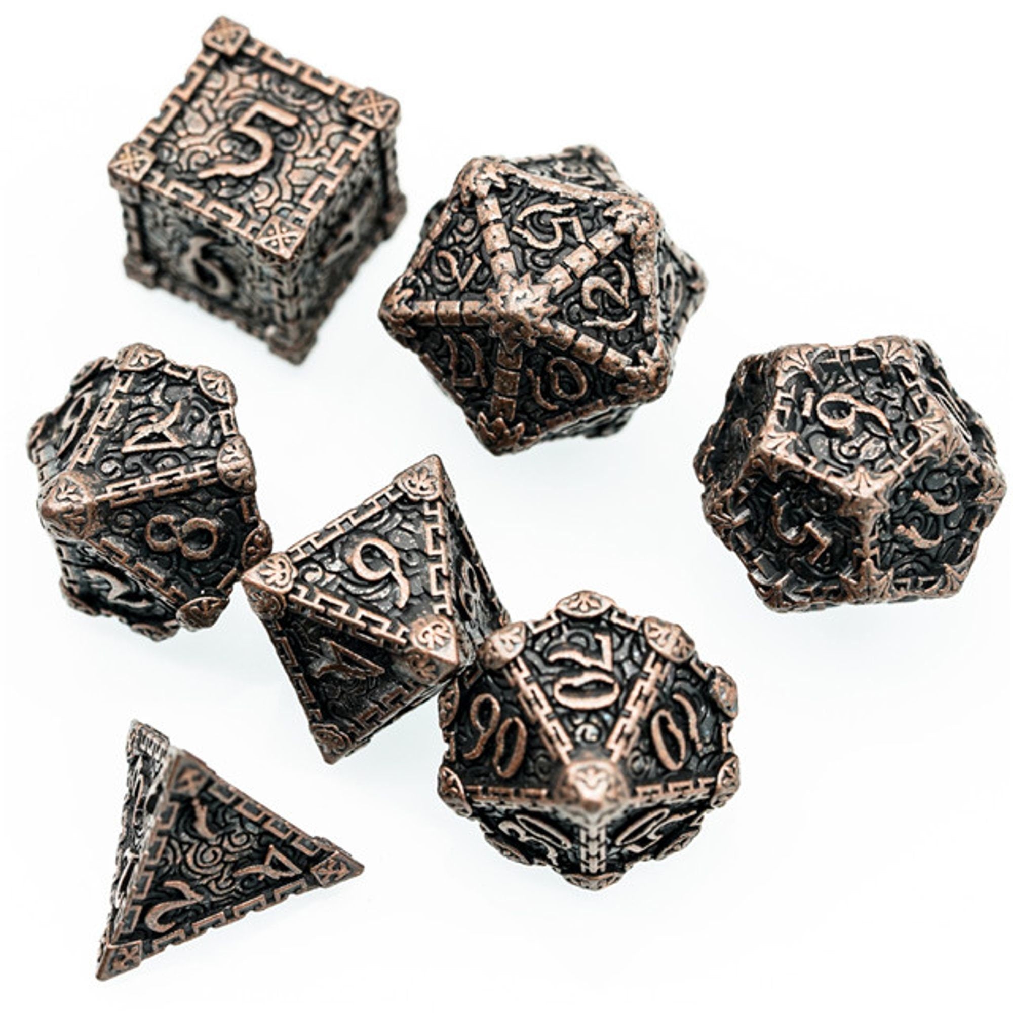 Dagger of Venom Dark Copper Metal Rogue Style DND/TTRPG Dice set - Dicemaniac