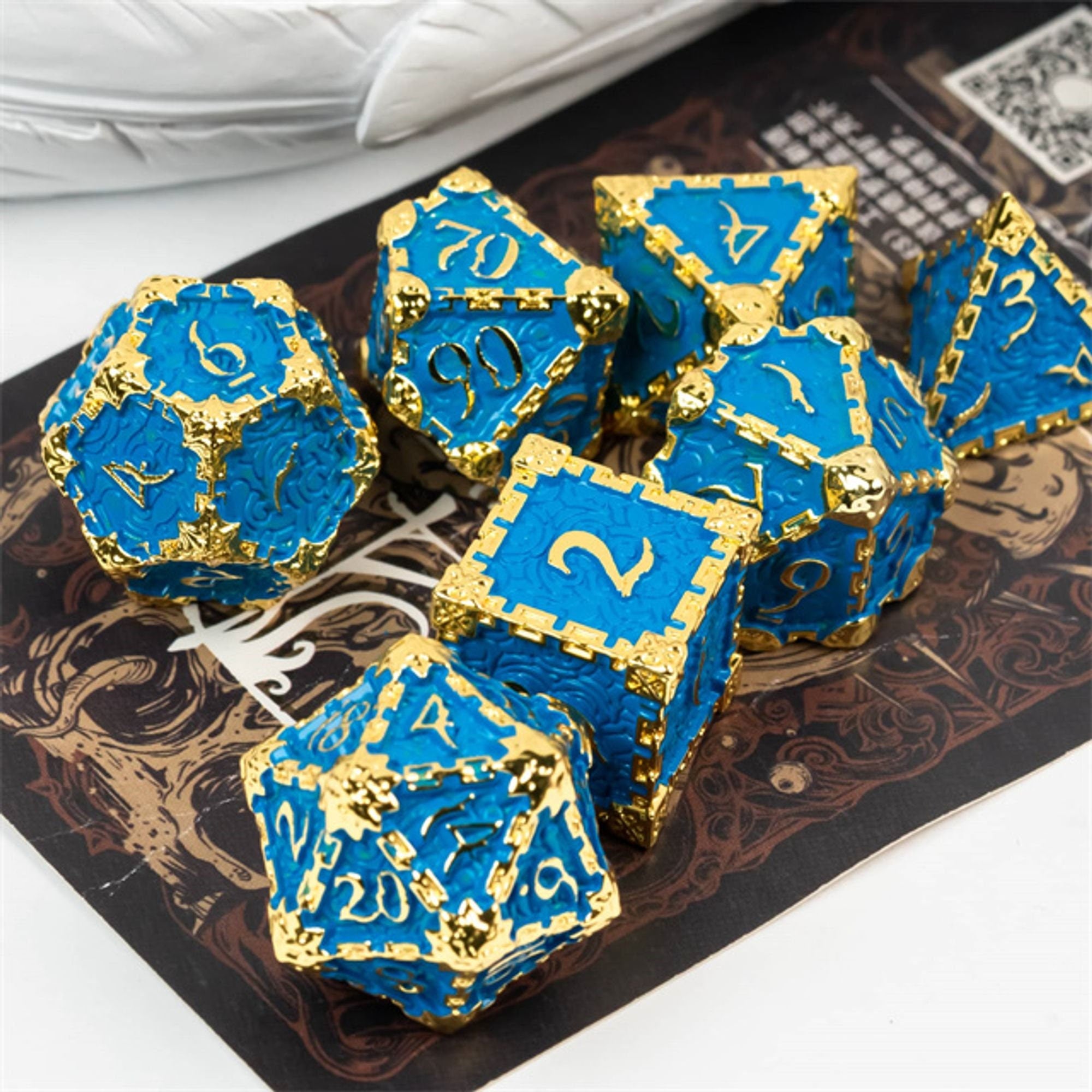 Dagger of Venom Royal Blue Metal Rogue Style DND/TTRPG Dice set - Dicemaniac
