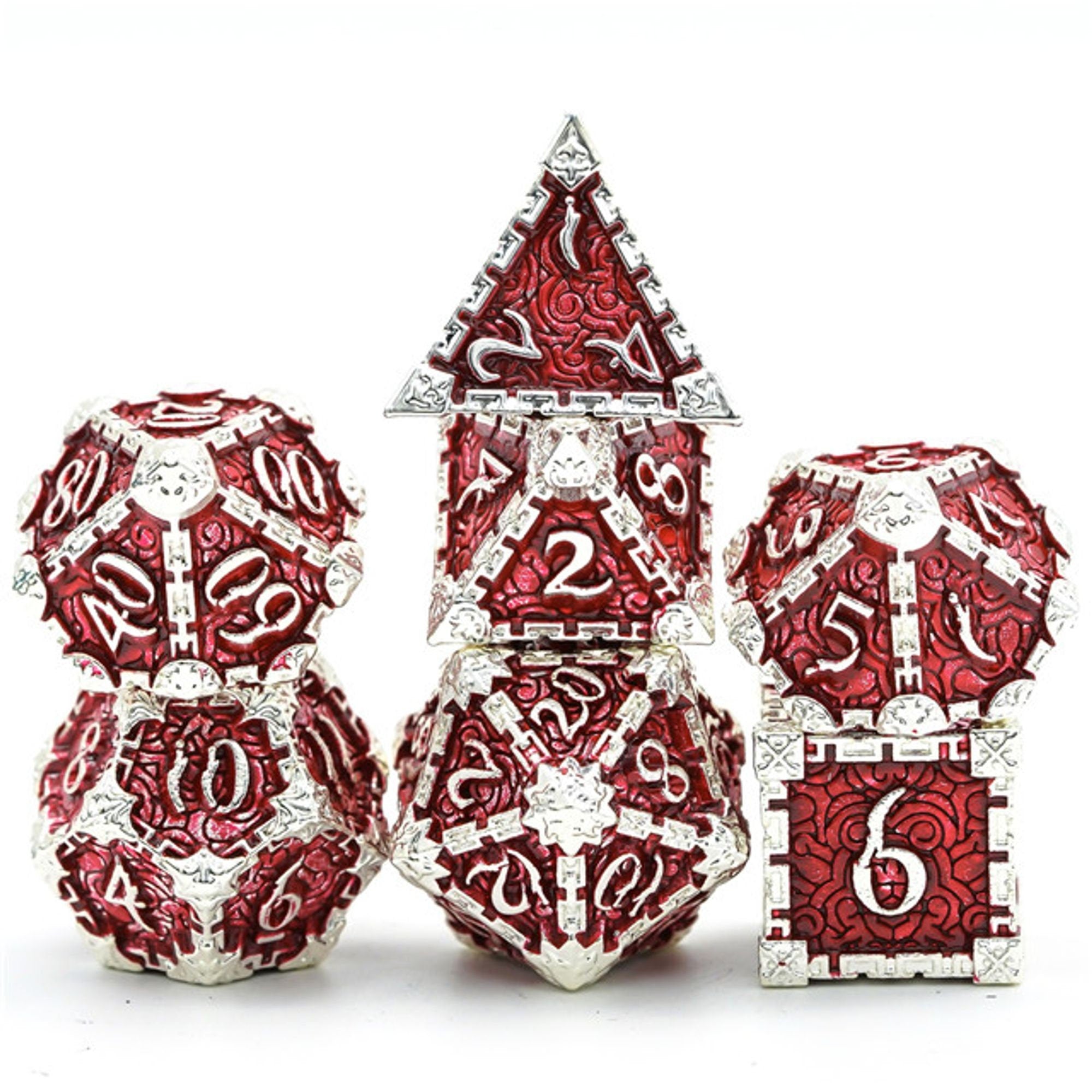 Dagger of Venom Royal Red Metal Rogue Style DND/TTRPG Dice set - Dicemaniac