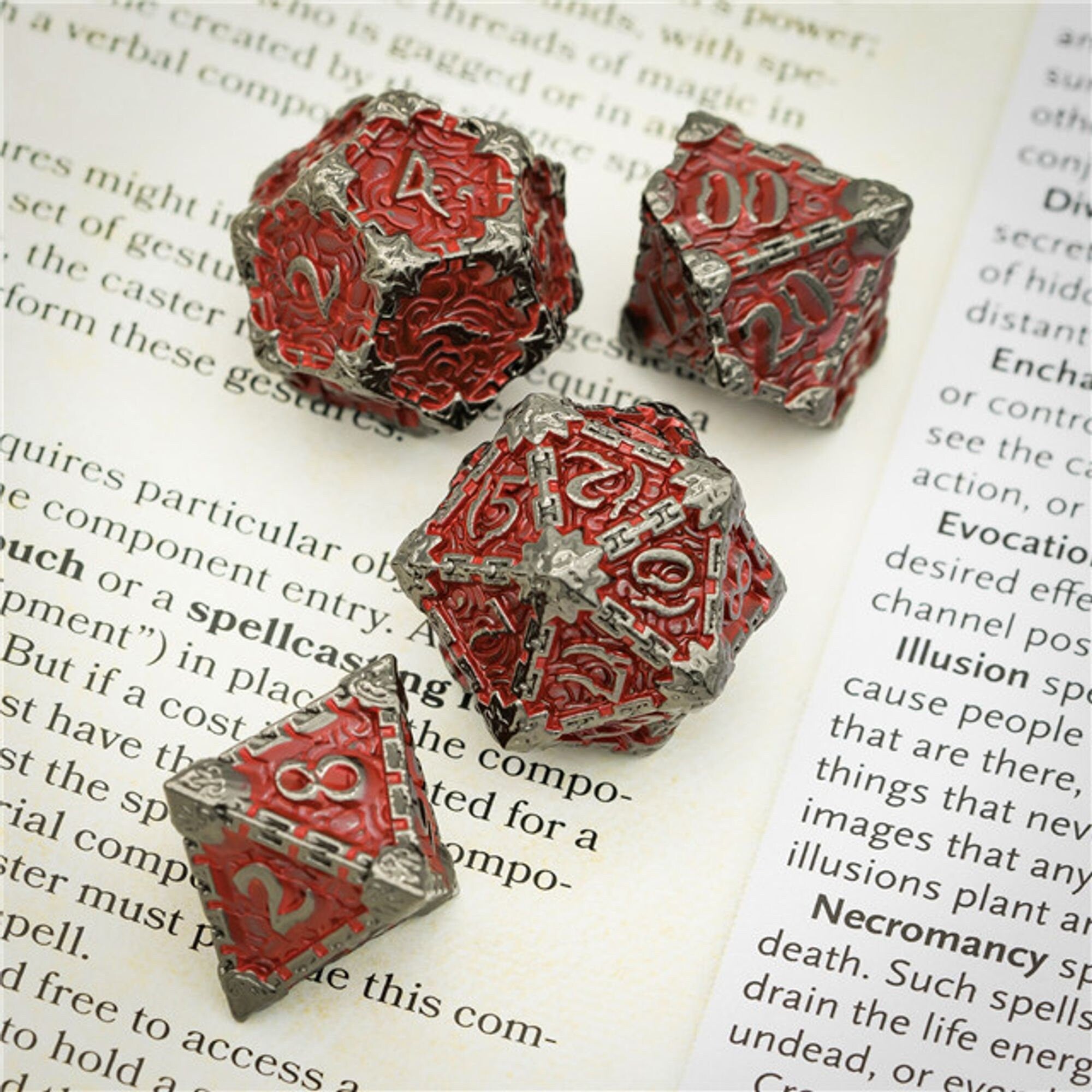 Dagger of Venom Ancient Red Metal Rogue Style DND/TTRPG Dice set - Dicemaniac