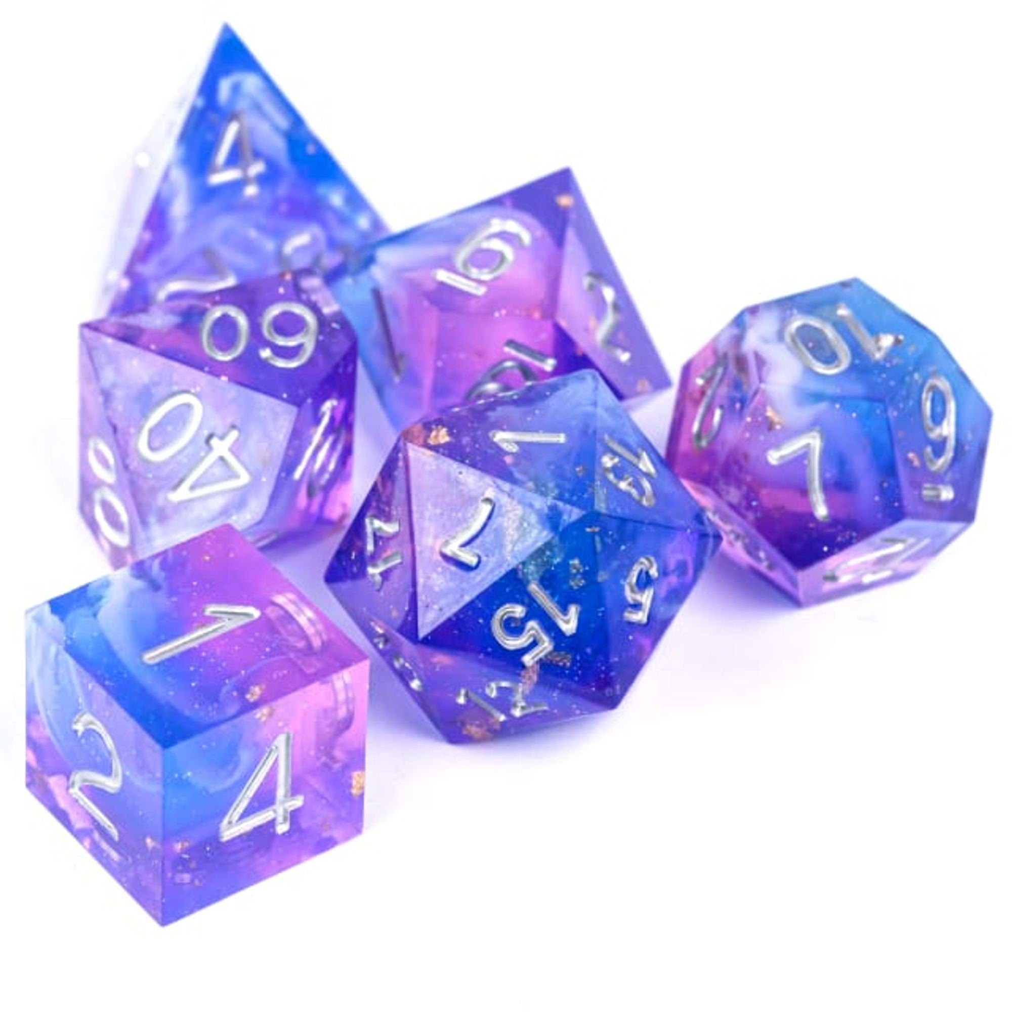 Purple Cosmos Sharp Edge DND/TTRPG Dice set - Dicemaniac