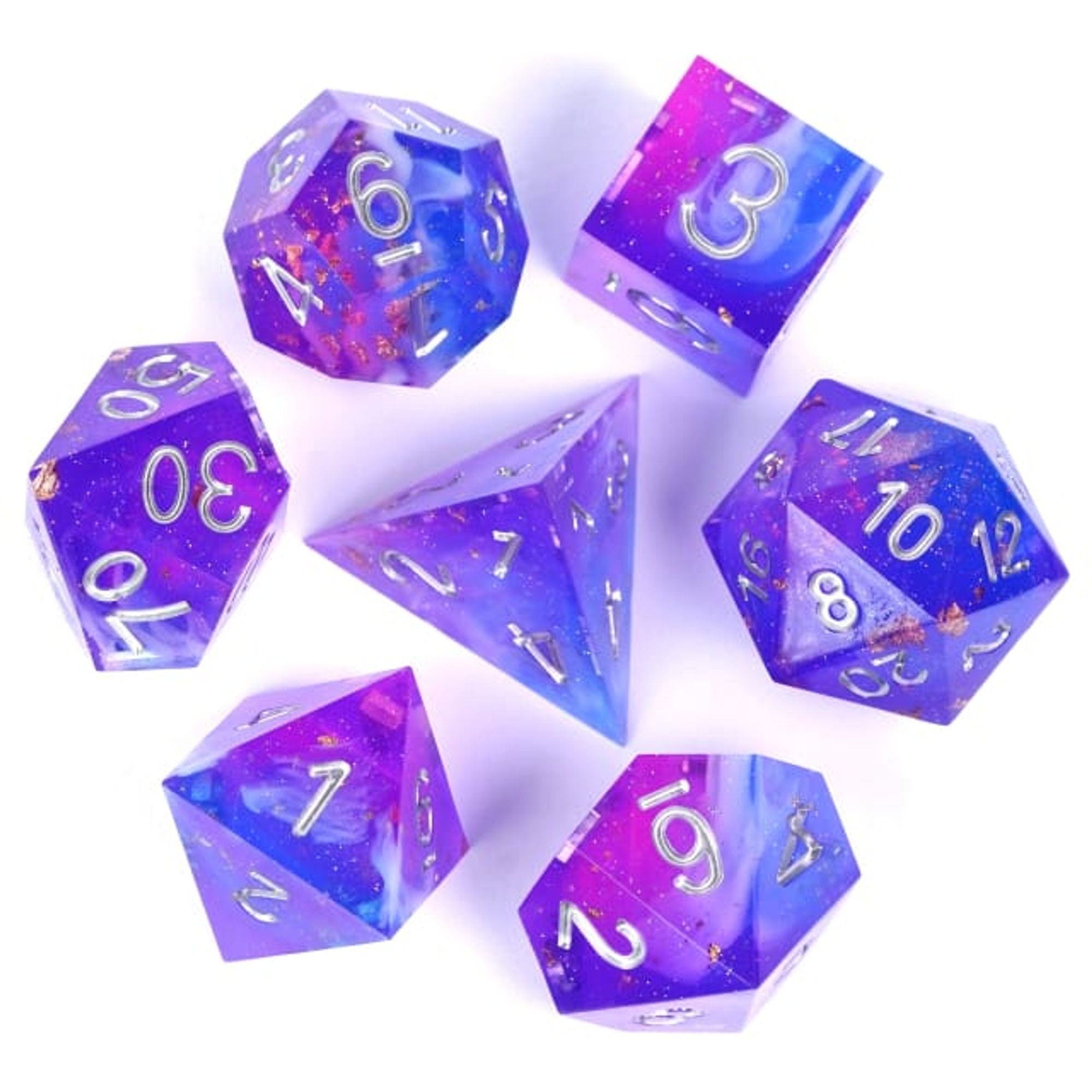 Purple Cosmos Sharp Edge DND/TTRPG Dice set - Dicemaniac