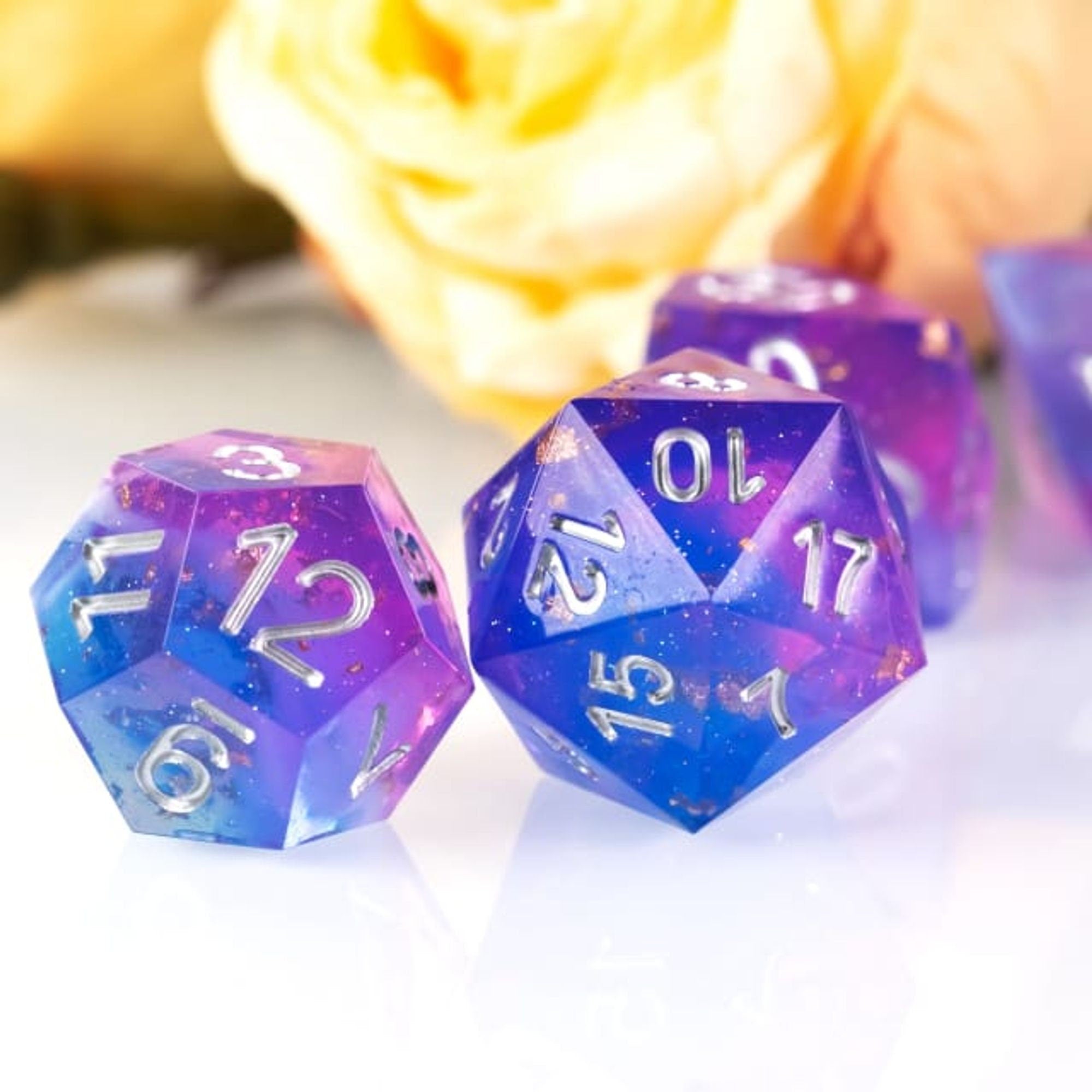 Purple Cosmos Sharp Edge DND/TTRPG Dice set - Dicemaniac