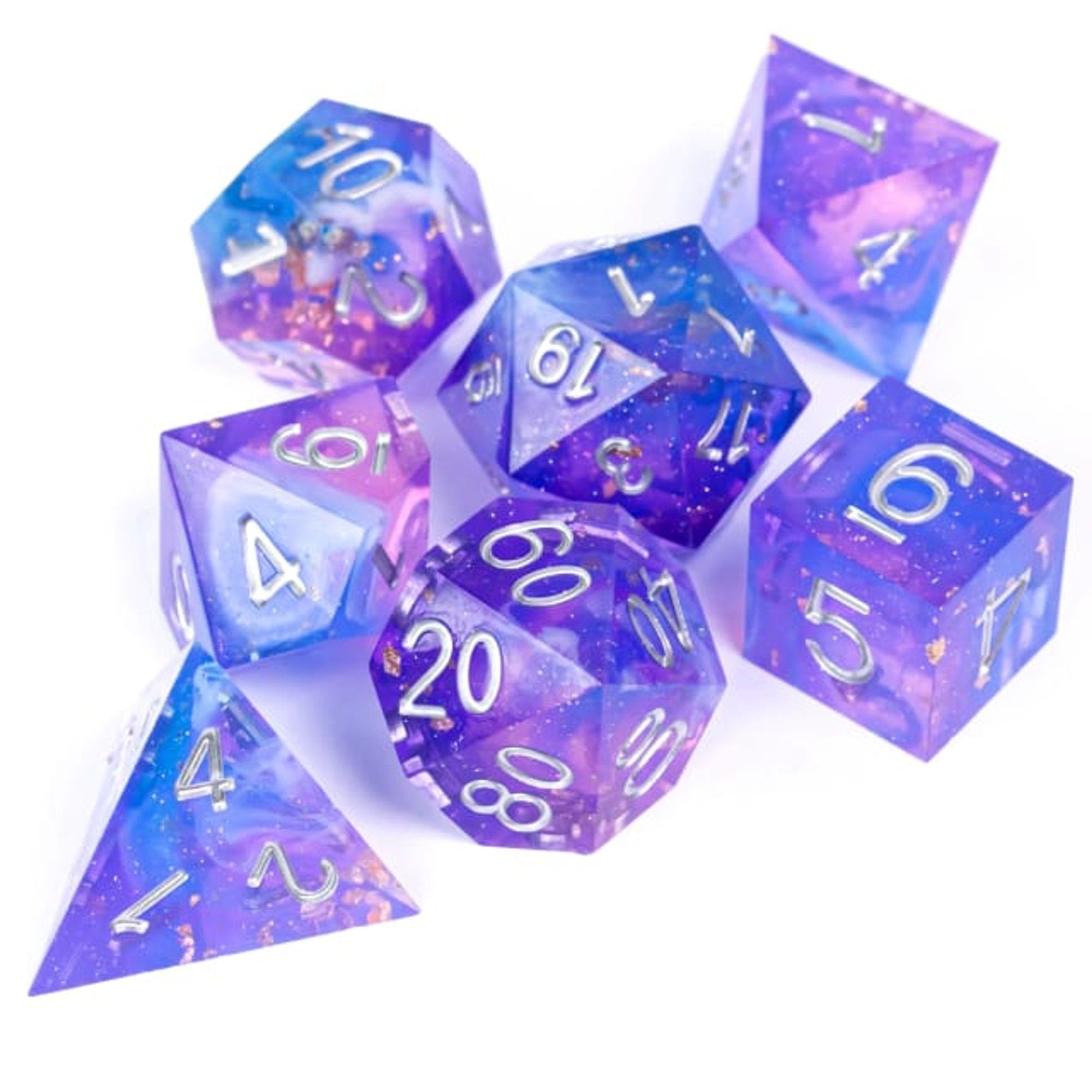 Purple Cosmos Sharp Edge DND/TTRPG Dice set - Dicemaniac