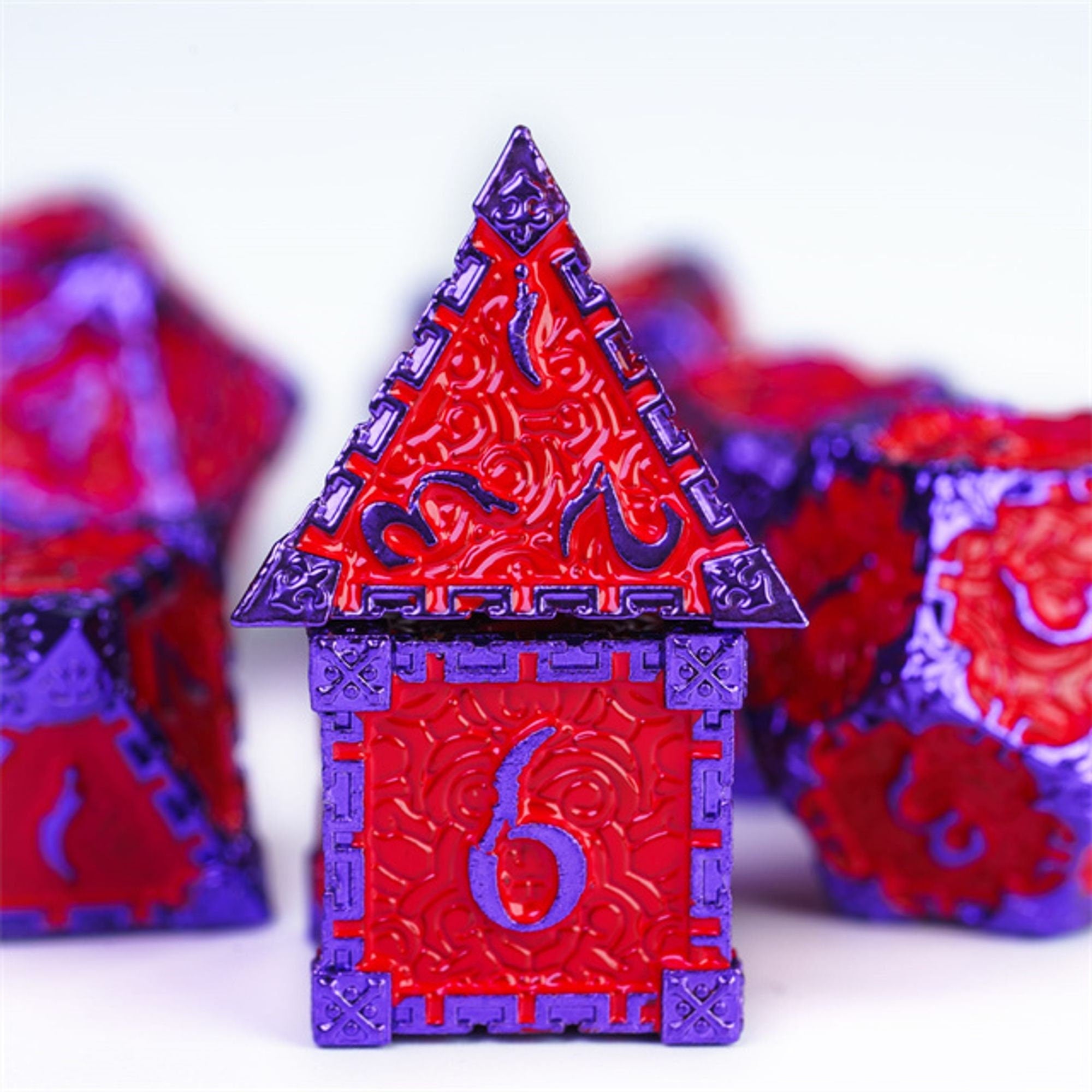 Dagger of Venom Royal Purple and Red Metal Rogue Style DND/TTRPG Dice set - Dicemaniac