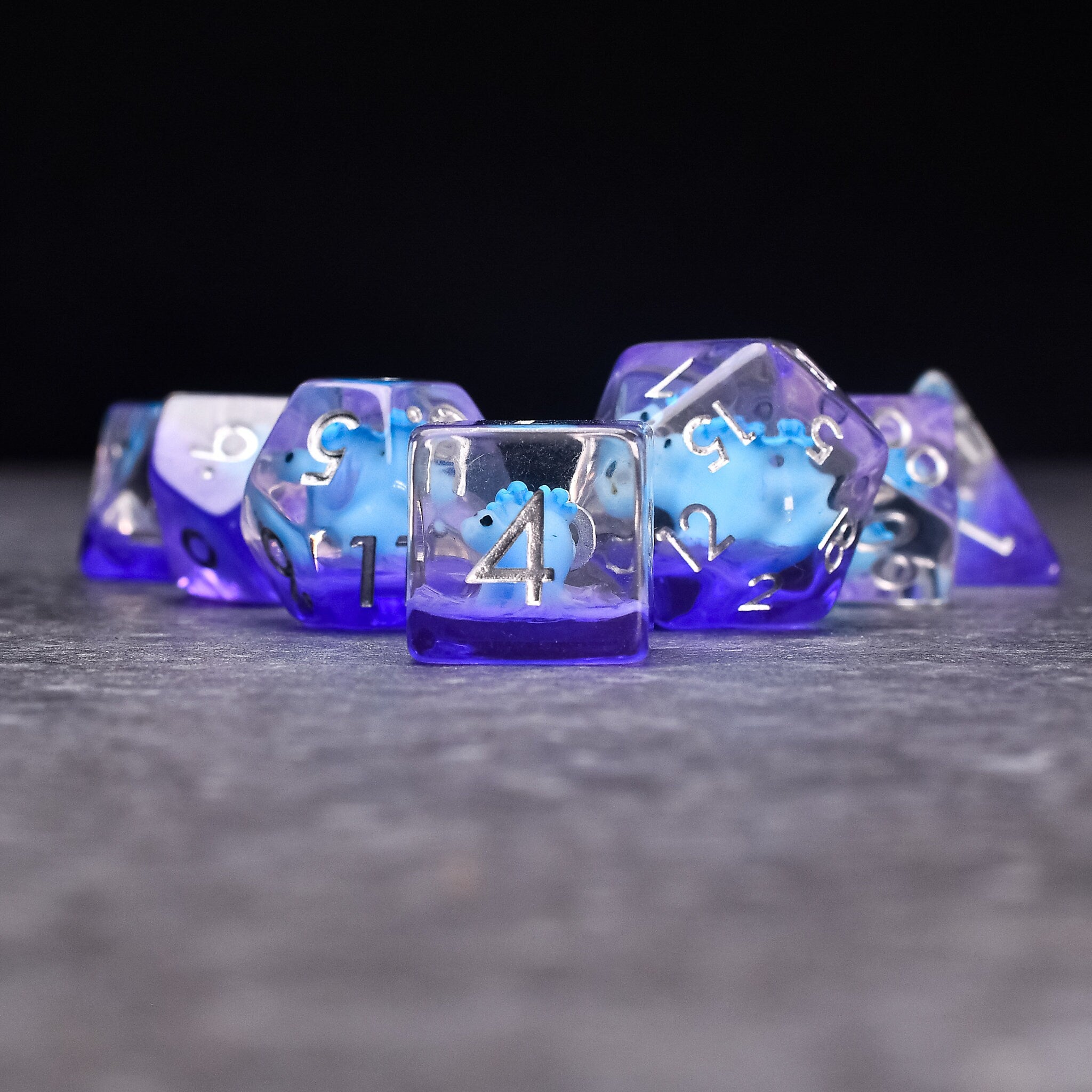 Blue Slugfest Dinosaur DND/TTRPG Dice set - Dicemaniac