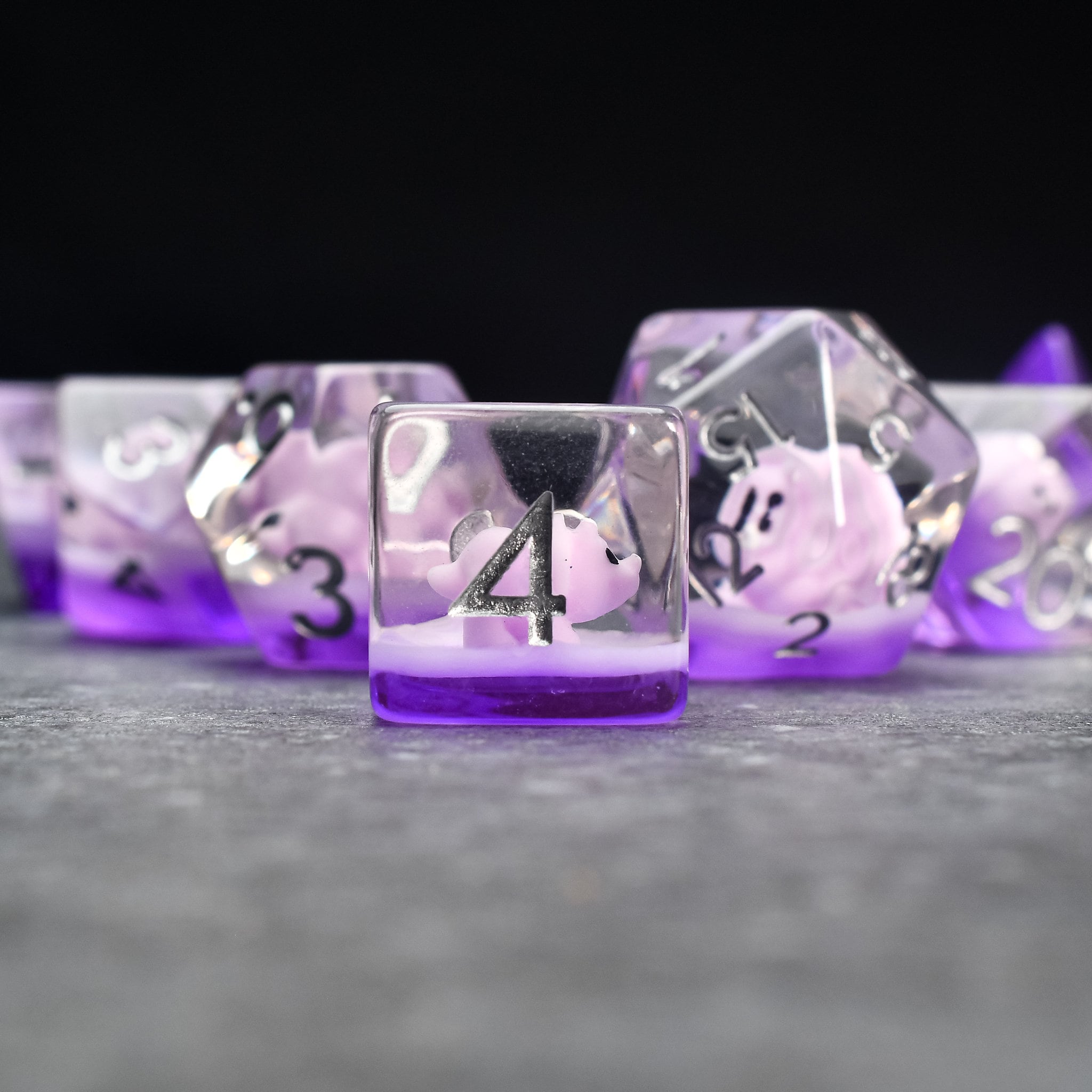 Purple Triceratops DND/TTRPG Dice set - Dicemaniac
