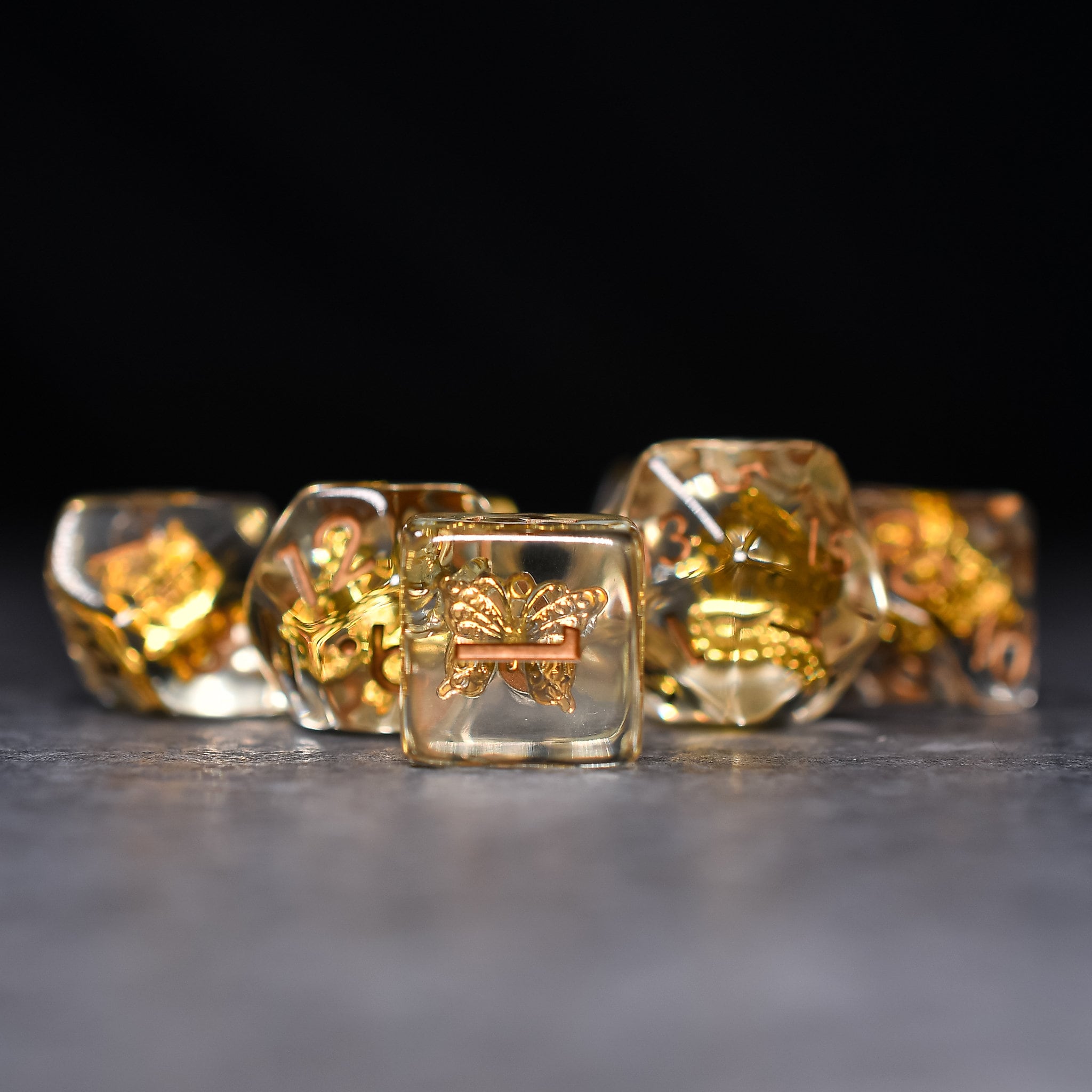 Golden Butterfly TTRPG/DND DICE SET - Dicemaniac