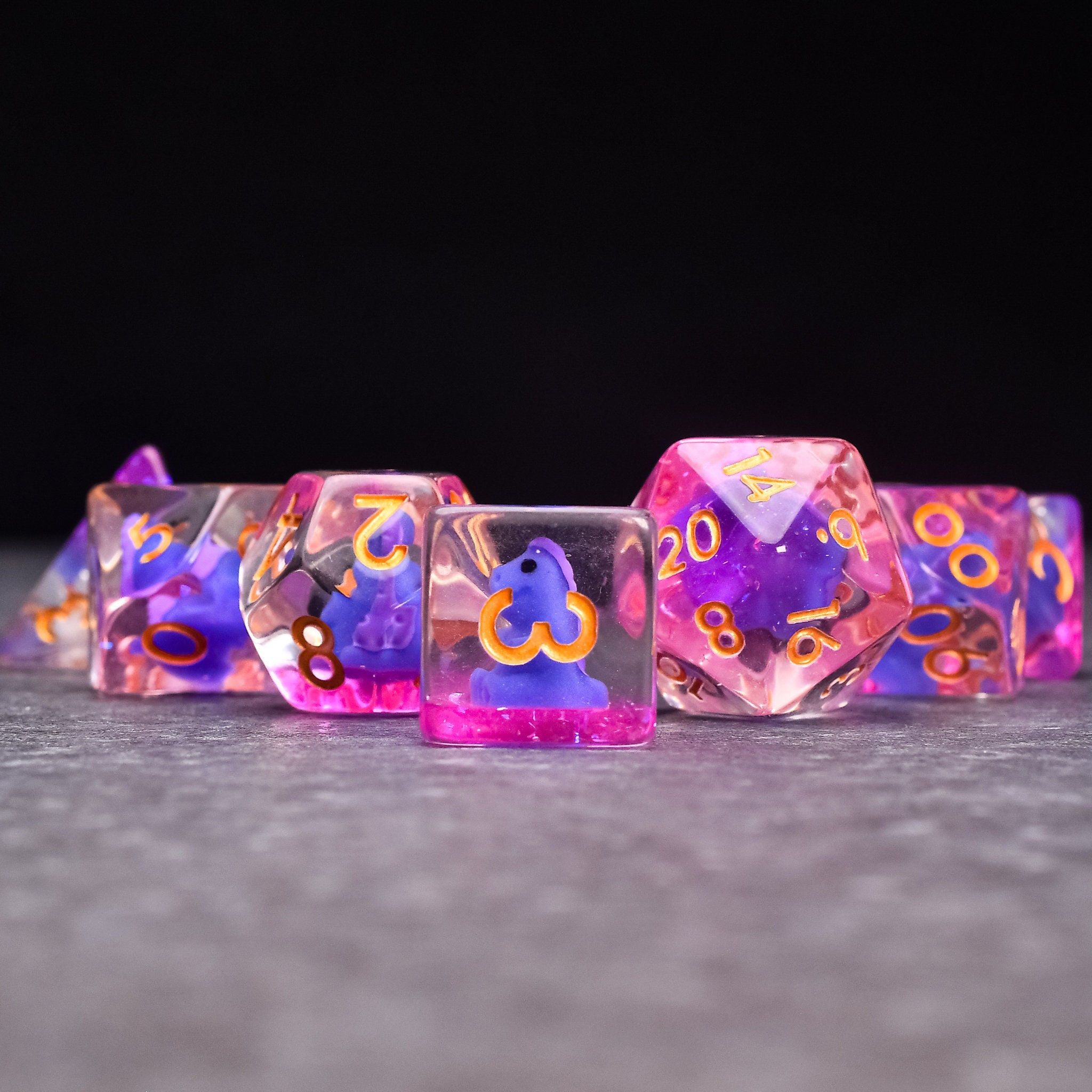 Purple Dinosaur DND/TTRPG Dice set - Dicemaniac