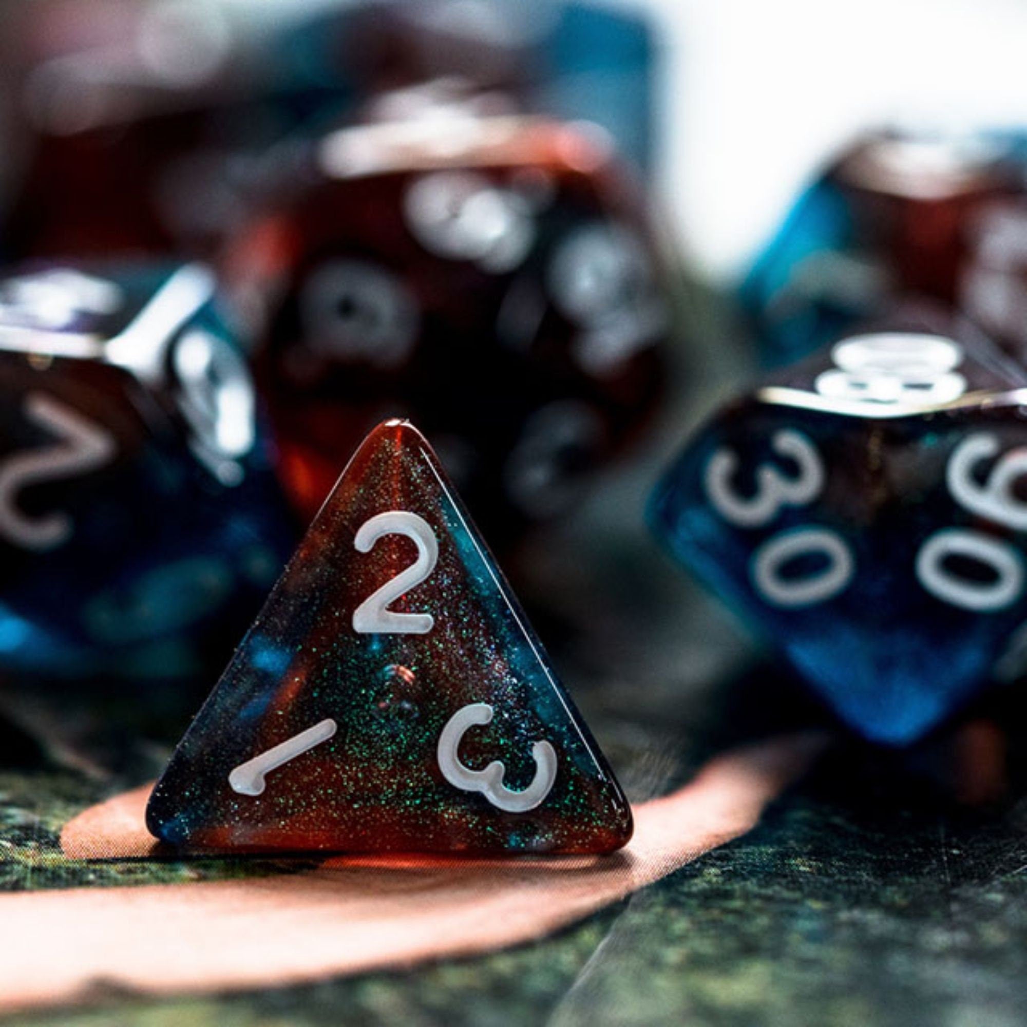 Sea Glass Red and Blue Glitter DND/TTRPG DICE SET - Dicemaniac