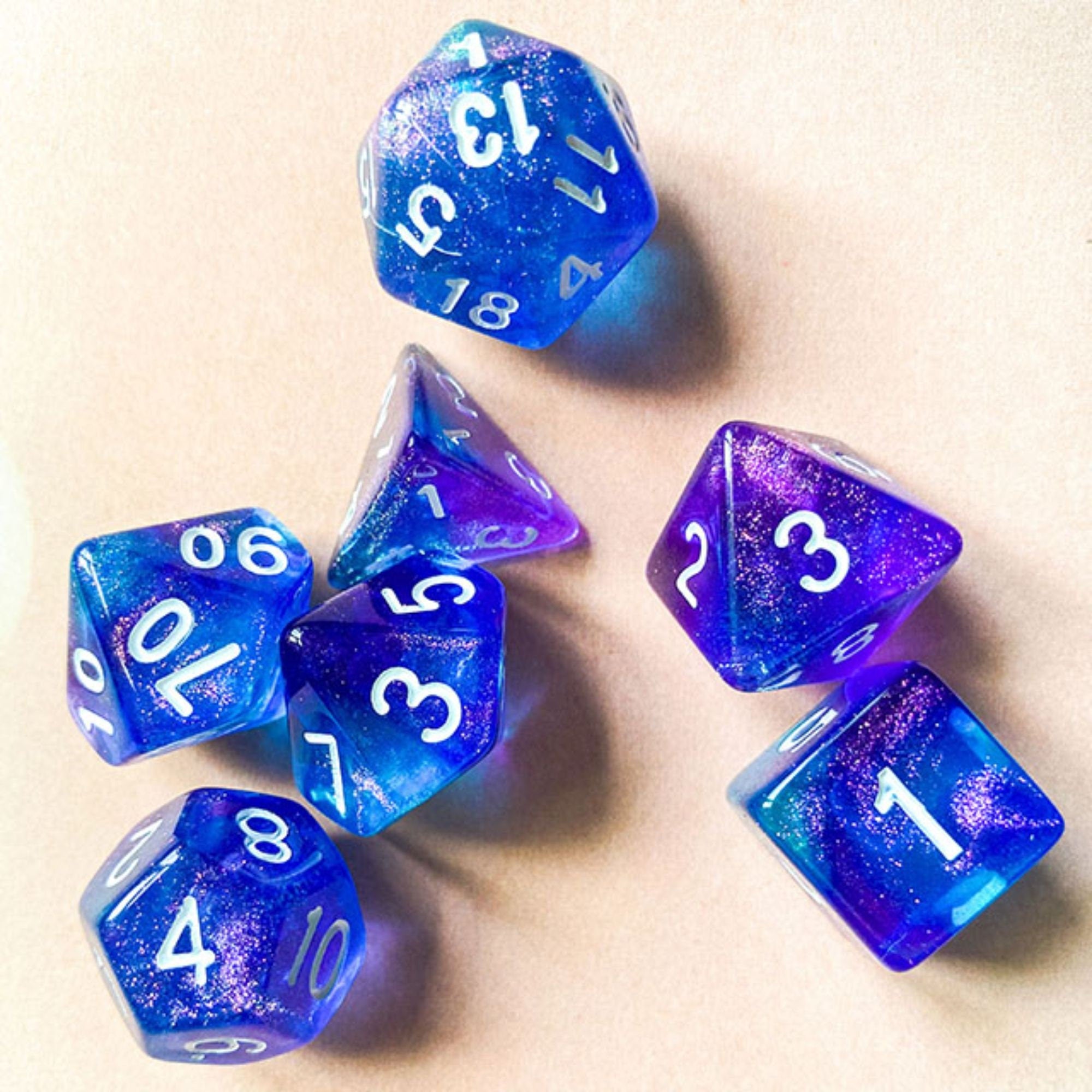 Sea Glass Purple and Blue DND/TTRPG Dice set - Dicemaniac