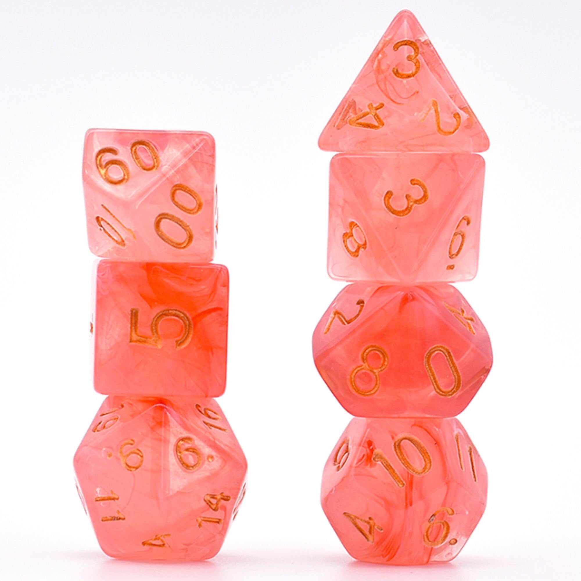Rose Quartz Sea Glass DND/TTRPG Dice set - Dicemaniac