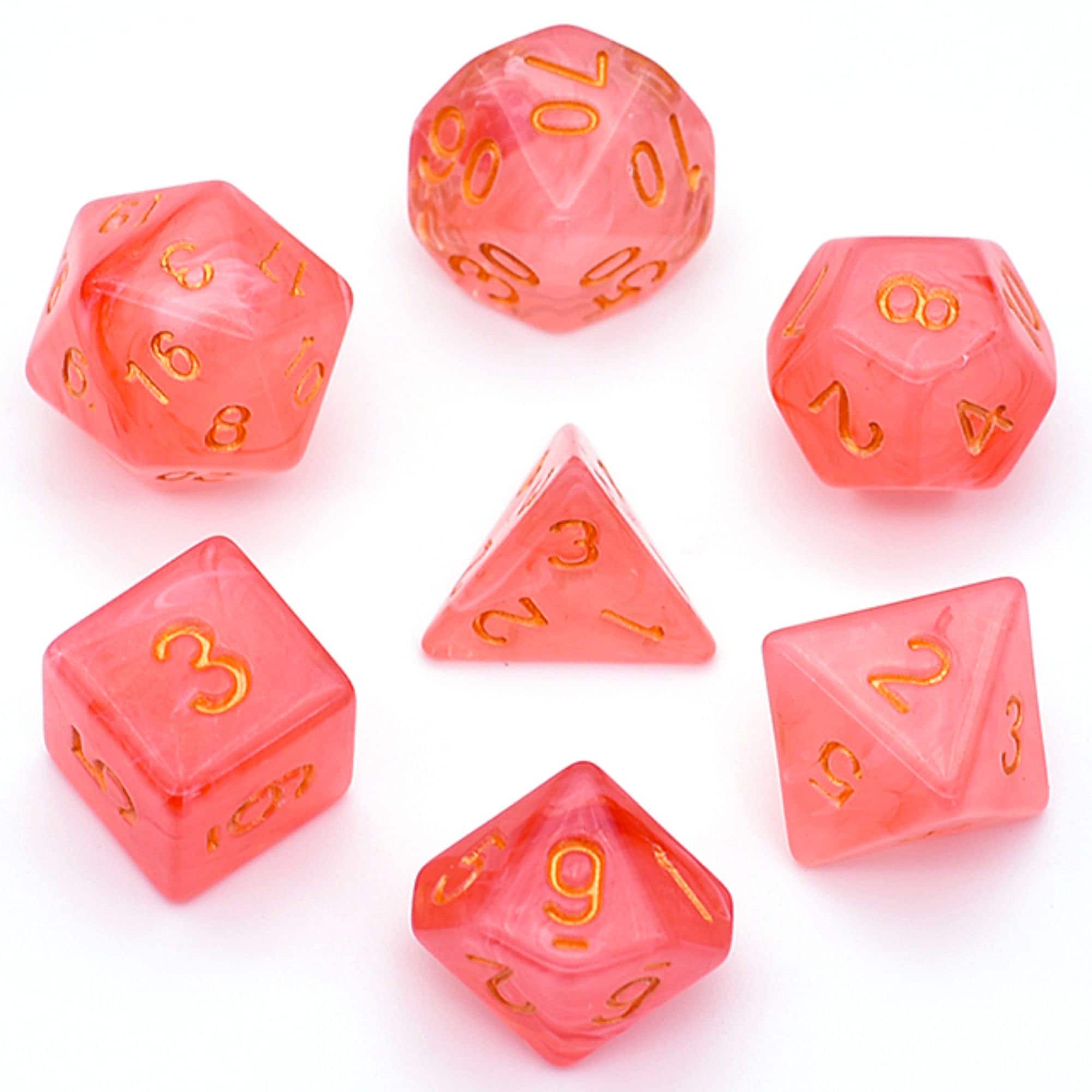 Rose Quartz Sea Glass DND/TTRPG Dice set - Dicemaniac
