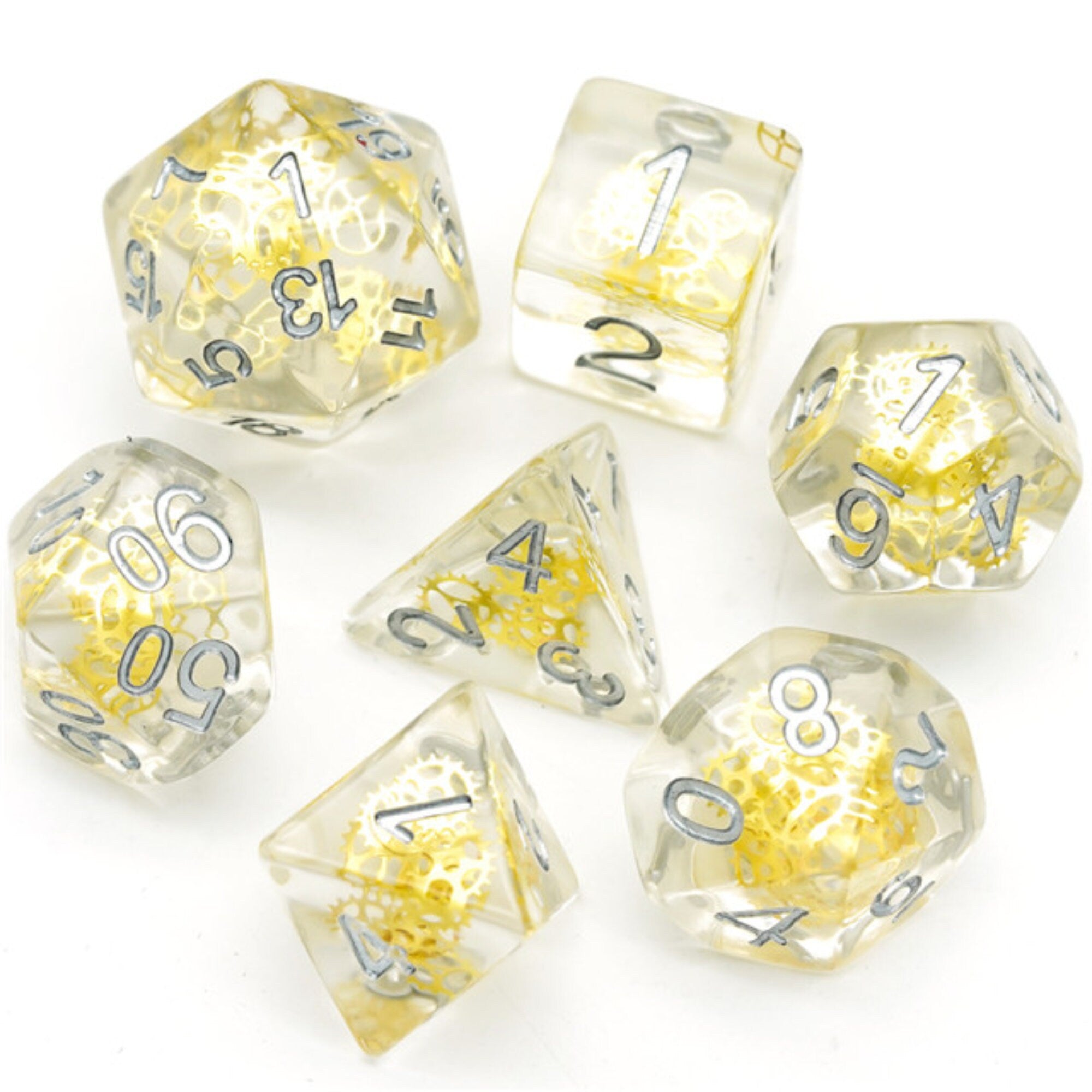 Golden Artificer Gears DND/TTRPG Dice set - Dicemaniac