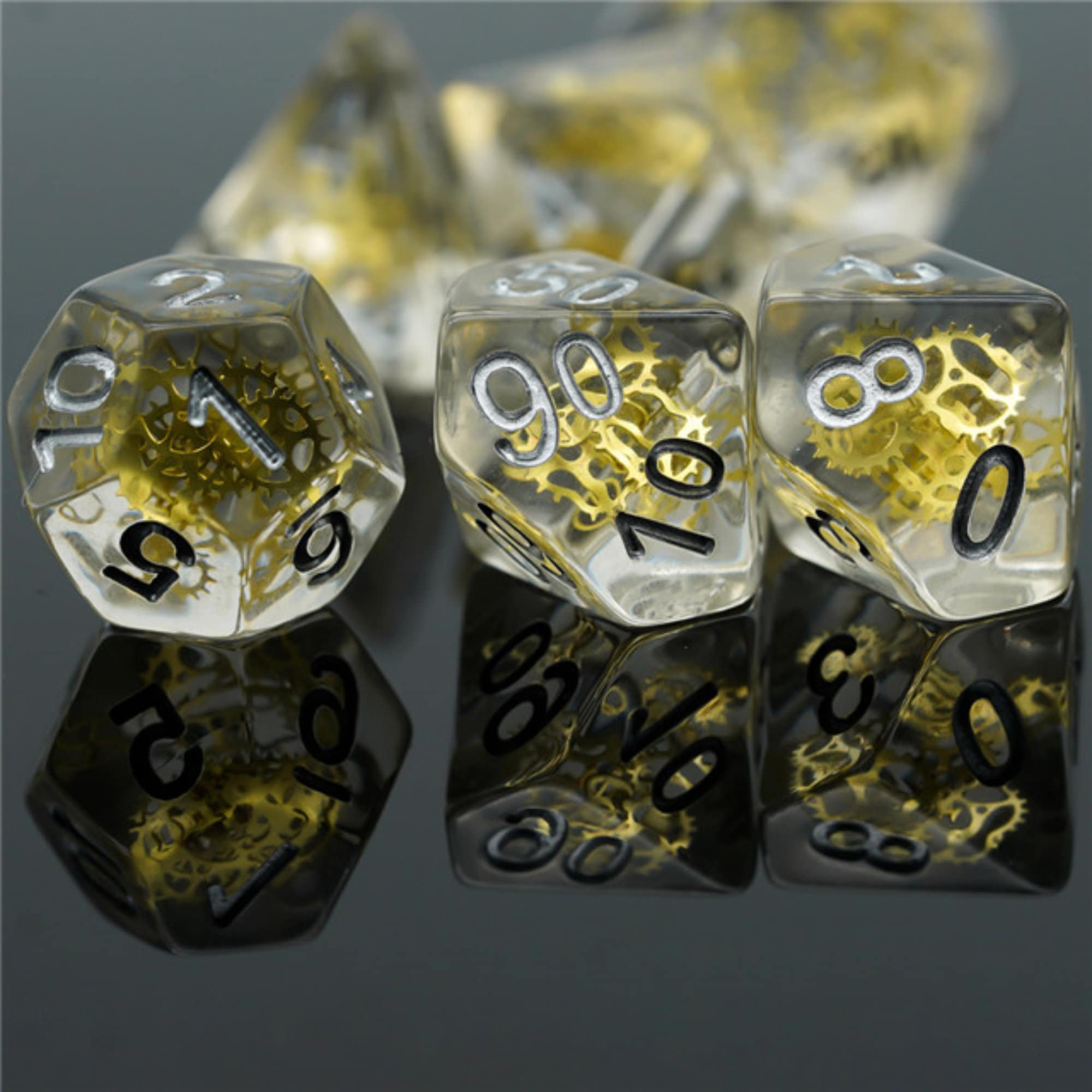 Golden Artificer Gears DND/TTRPG Dice set - Dicemaniac