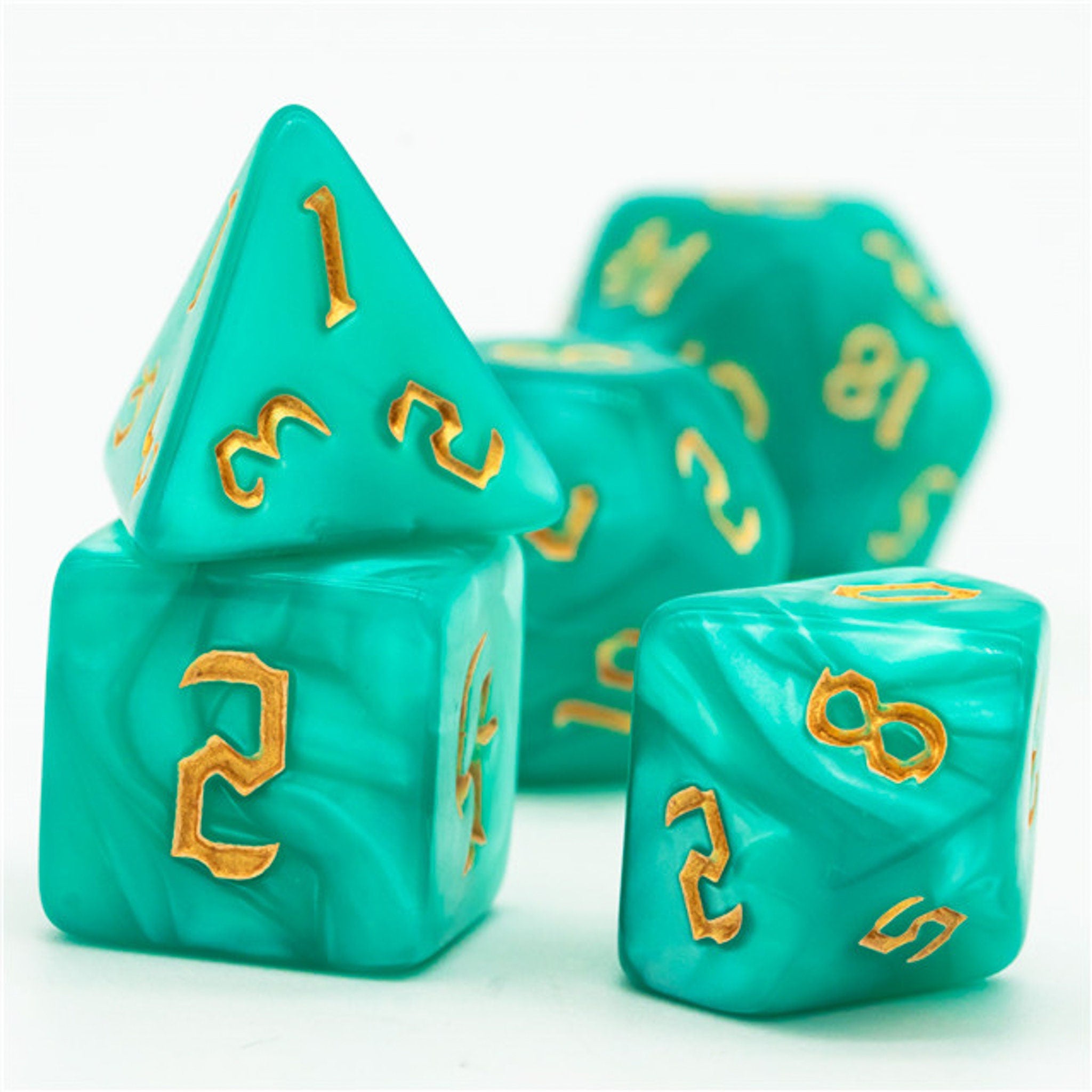 Green Marbled DND/TTRPG Dice set - Dicemaniac