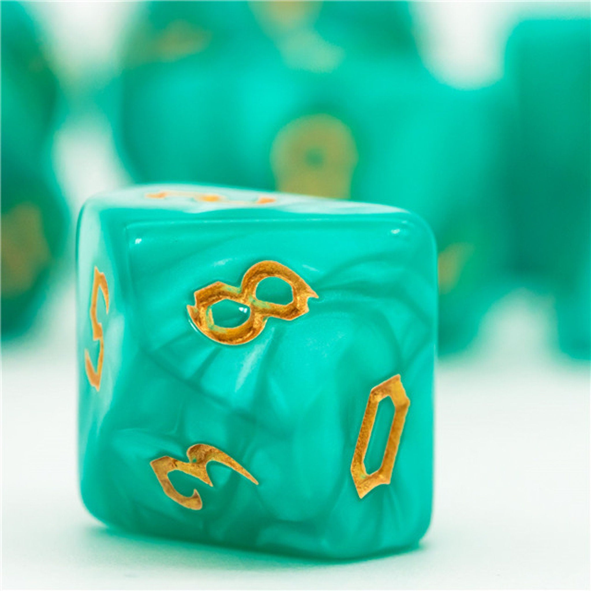Green Marbled DND/TTRPG Dice set - Dicemaniac