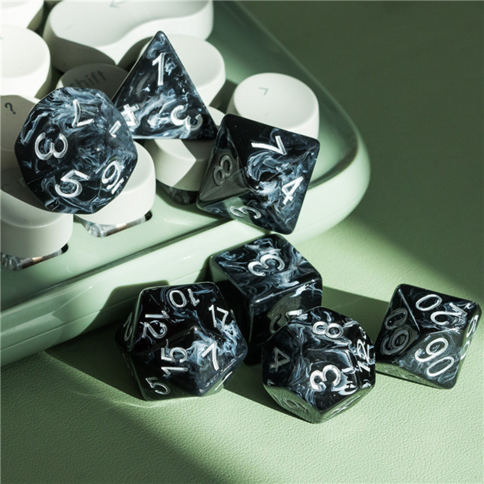 Black stone DND/TTRPG Dice set - Dicemaniac