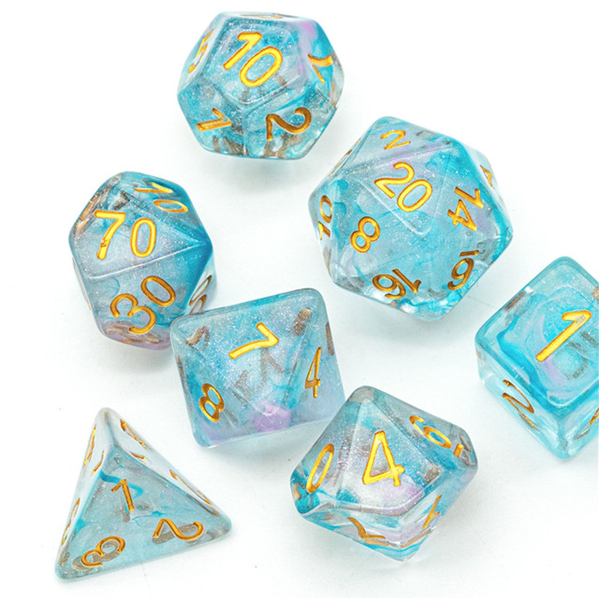 Blue, Silver and Pink DND/TTRPG Dice set - Dicemaniac