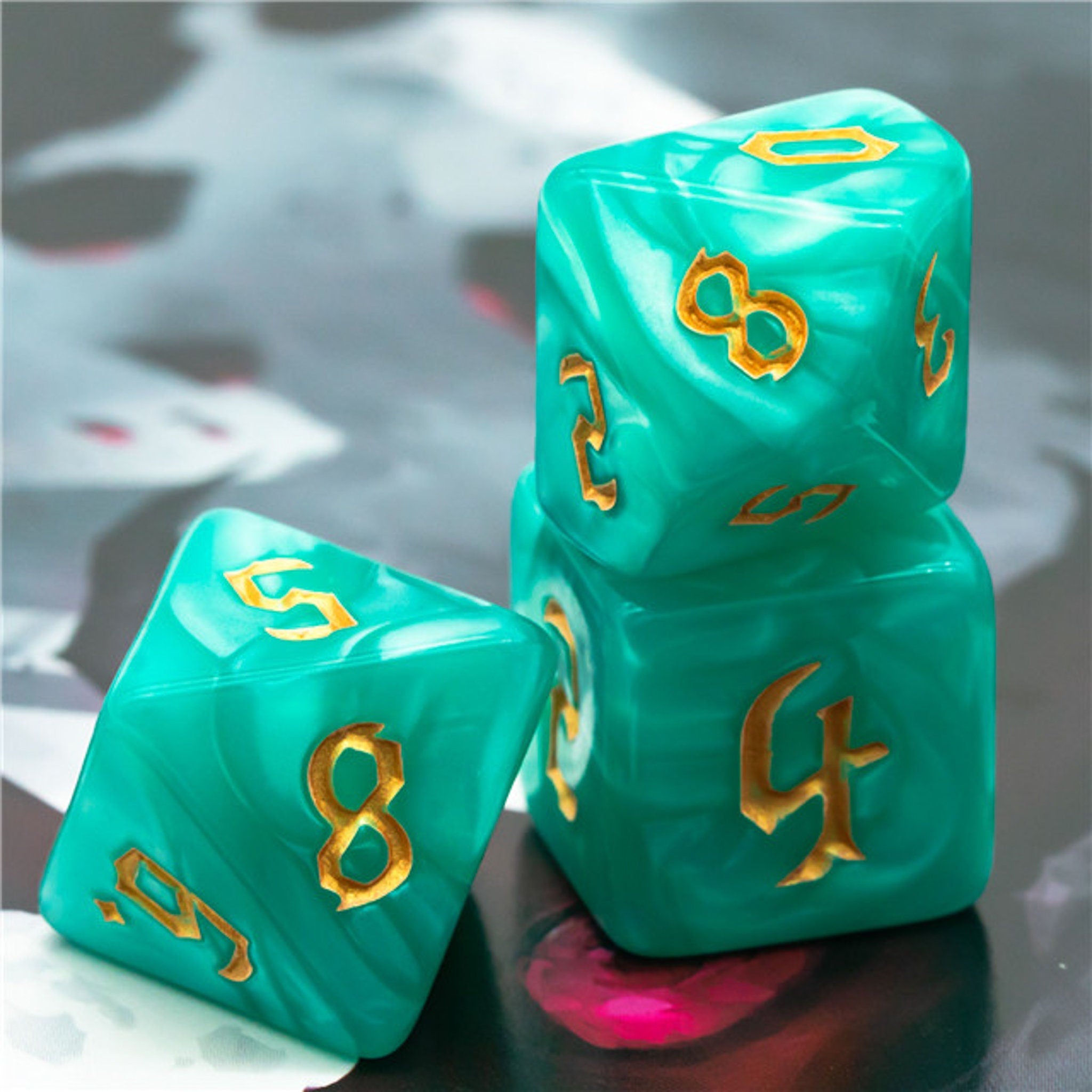 Green Marbled DND/TTRPG Dice set - Dicemaniac