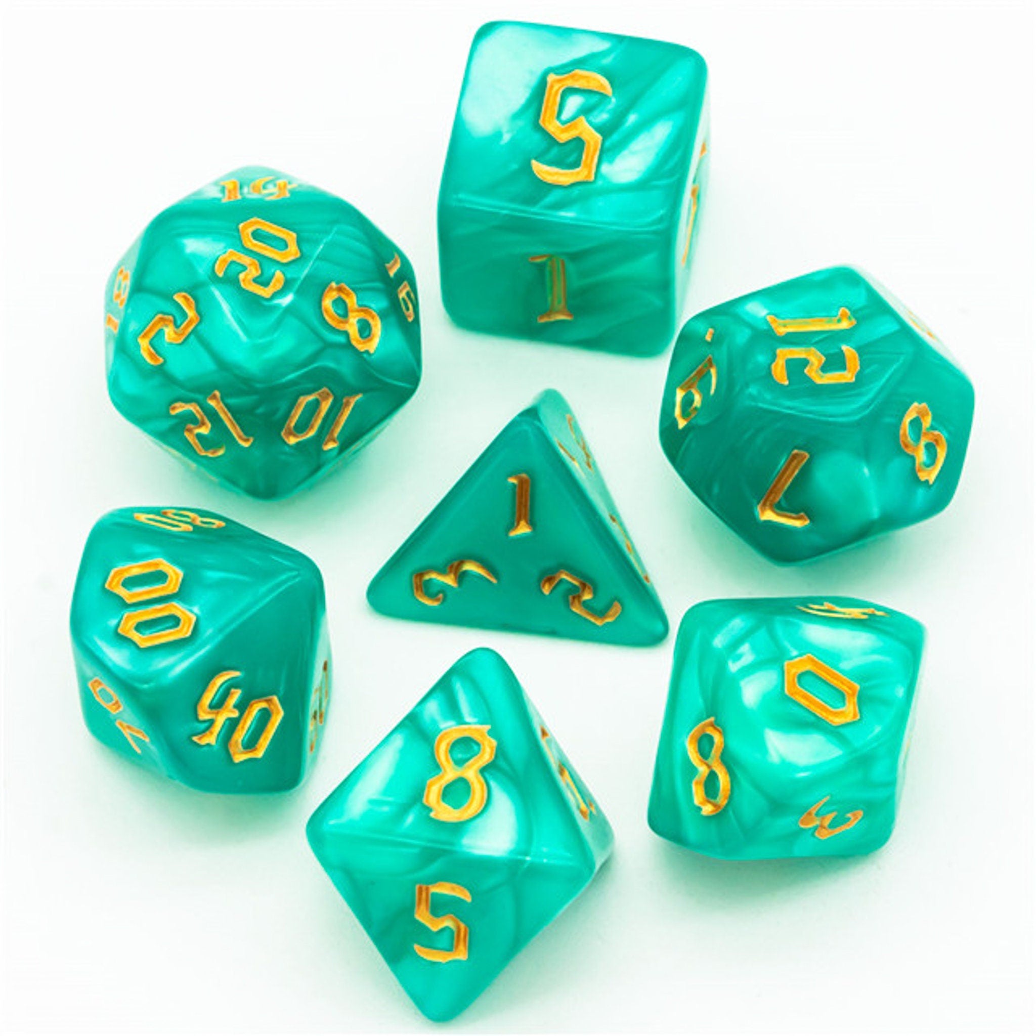 Green Marbled DND/TTRPG Dice set - Dicemaniac