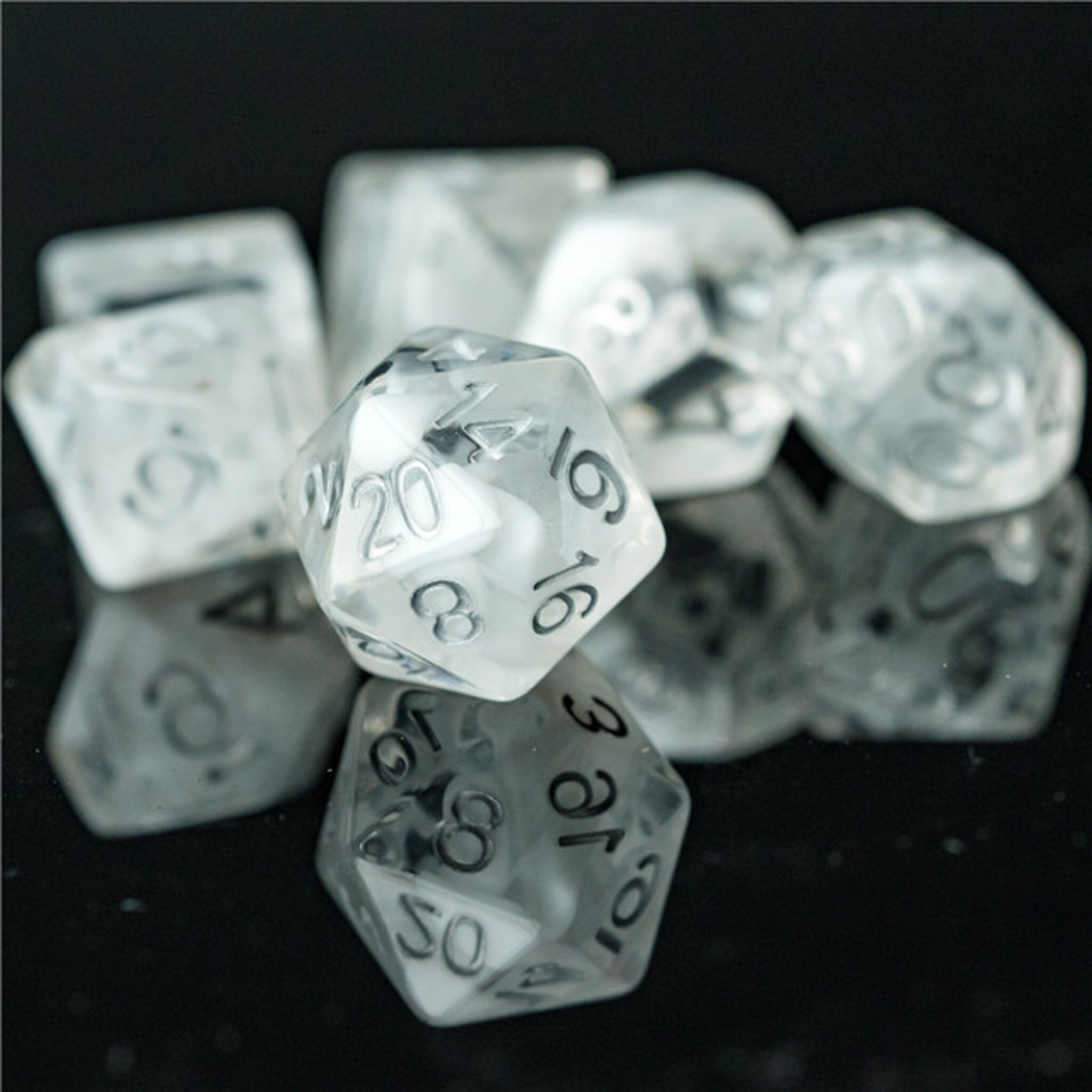 Clear Resin DND/TTRPG Dice set - Dicemaniac