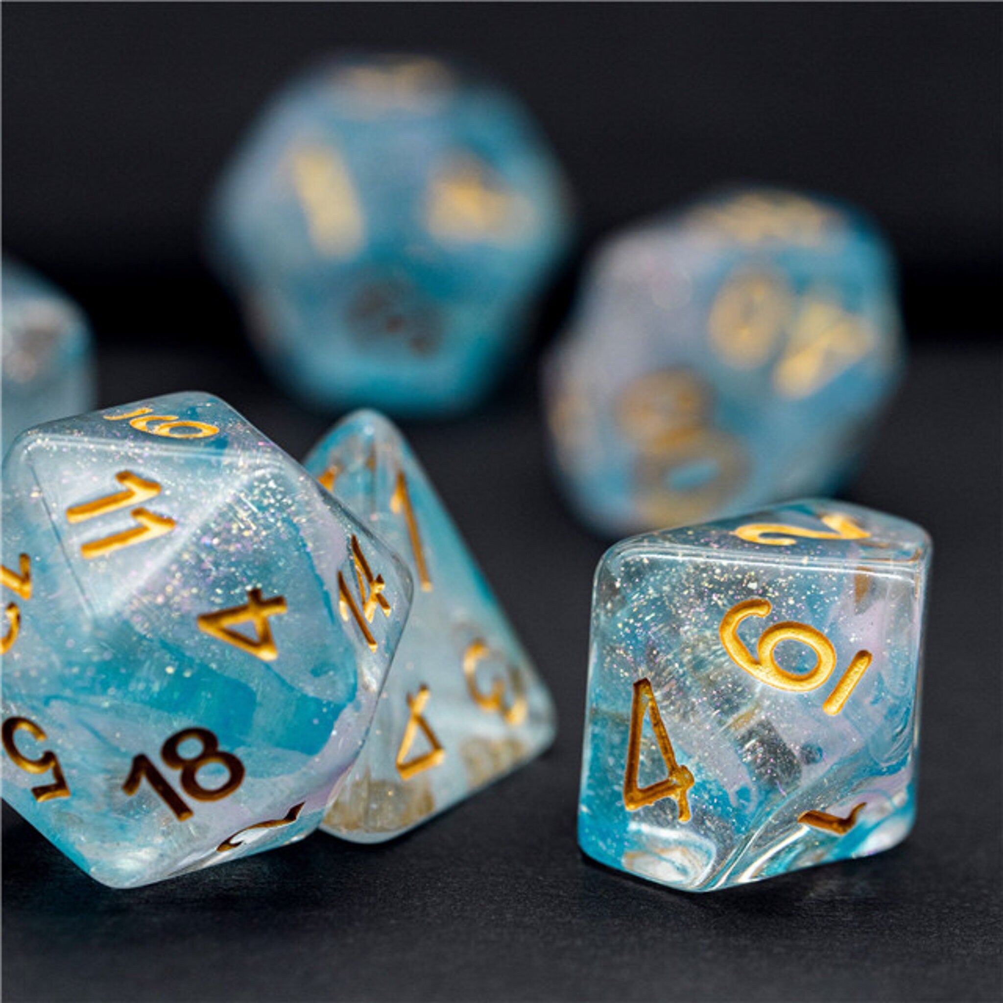 Blue, Silver and Pink DND/TTRPG Dice set - Dicemaniac