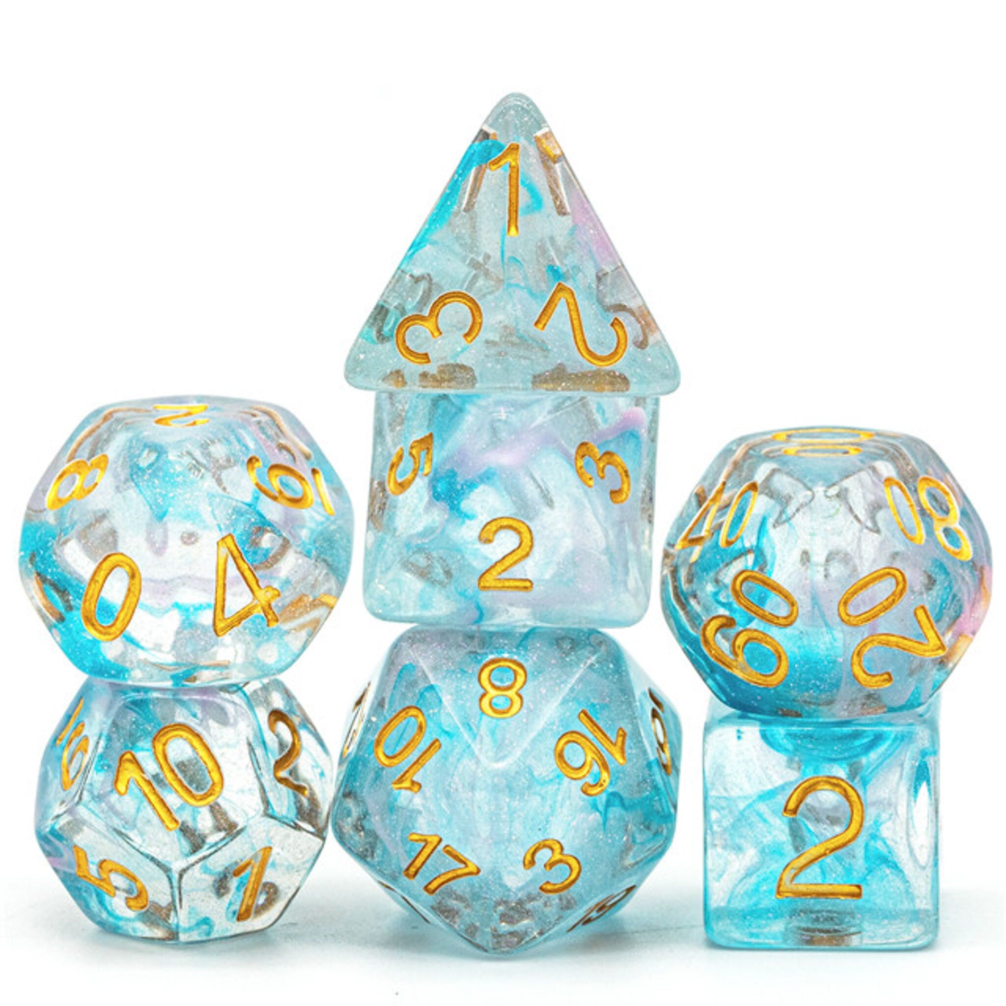 Blue, Silver and Pink DND/TTRPG Dice set - Dicemaniac