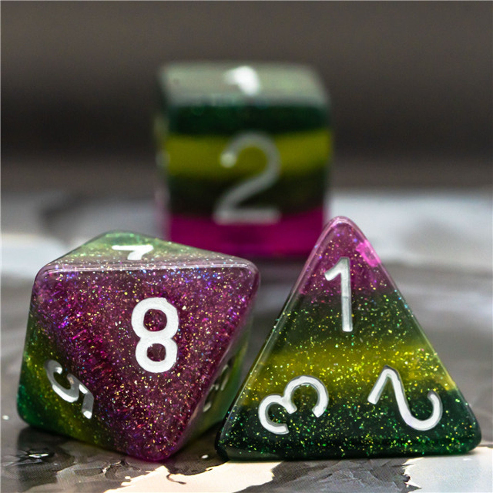 Green & Purple DND/TTRPG Dice set - Dicemaniac