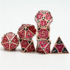 Steampunk Chaos Engine Red Metal Rogue Style DND/TTRPG Dice set - Dicemaniac