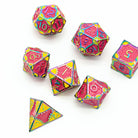 Steampunk Chaos Engine Vibrant Coloured Rainbow Metal Rogue TTRPG/DND DICE SET - Dicemaniac