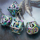 Hollow Holographic Draconic Flying Dragon Metal TTRPG/DND DICE SET - Dicemaniac