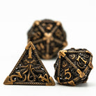 Hollow Octopus Aged Golden Metal DND/TTRPG Dice set - Dicemaniac