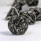 Hollow Deadly Bones Silver Metal DND/TTRPG Dice set - Dicemaniac