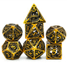 Hollow Aged Golden Draconic Flying Dragon Metal DND/TTRPG Dice set - Dicemaniac