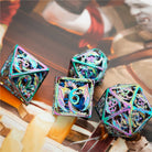 Hollow Holographic Draconic Flying Dragon Metal TTRPG/DND DICE SET - Dicemaniac