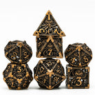 Hollow Octopus Aged Golden Metal DND/TTRPG Dice set - Dicemaniac