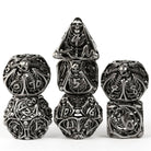 Hollow Deadly Bones Silver Metal DND/TTRPG Dice set - Dicemaniac