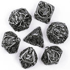 Hollow Deadly Bones Silver Metal DND/TTRPG Dice set - Dicemaniac