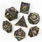 Fluorescent Rainbow Hollow Spider Metal DND/TTRPG Dice set - Dicemaniac