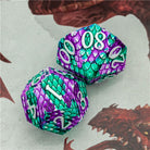 Dragon Green Purple Metal Scaled Style DND/TTRPG Dice set - Dicemaniac