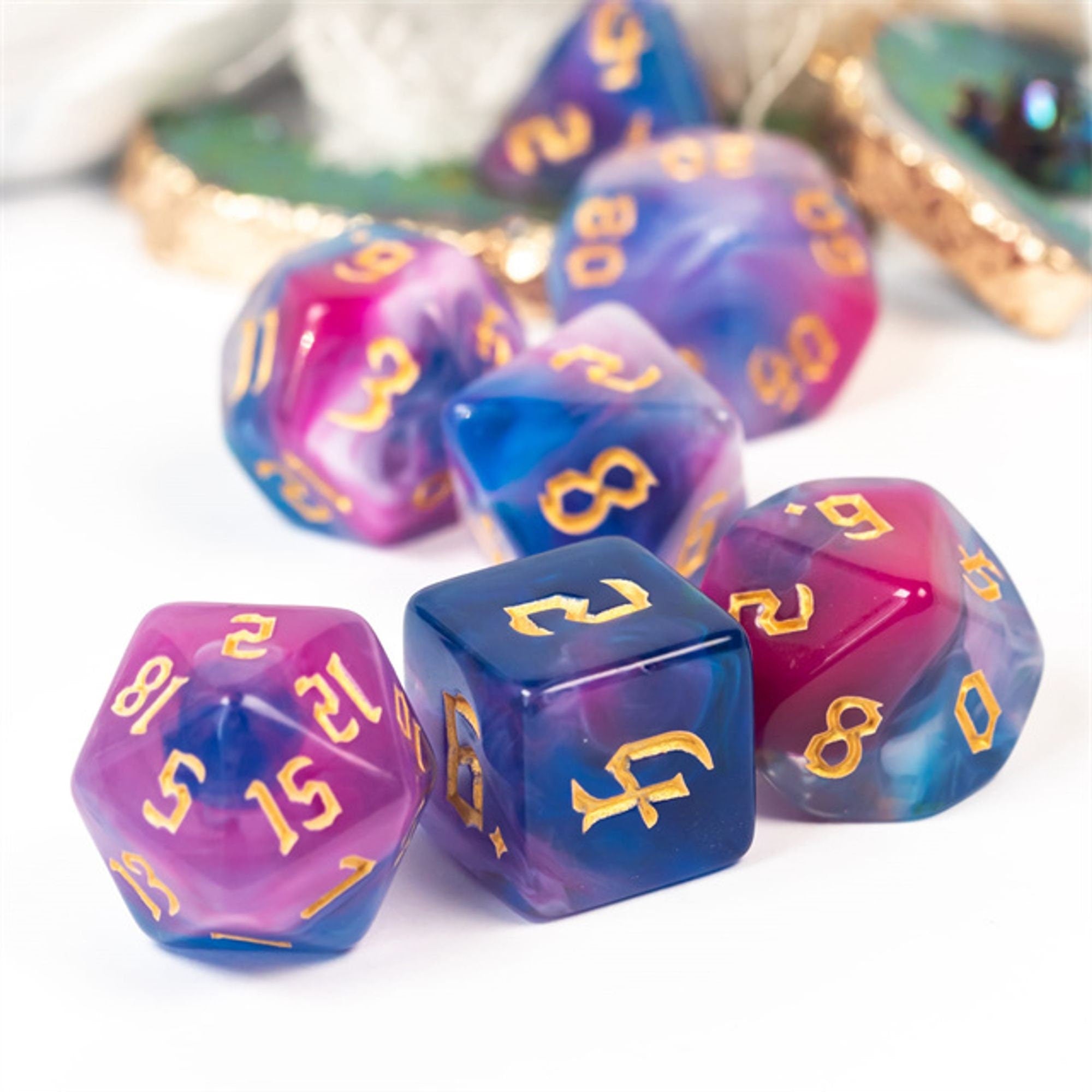 Blue Sun's Zenith TTRPG/DND DICE SET - Dicemaniac
