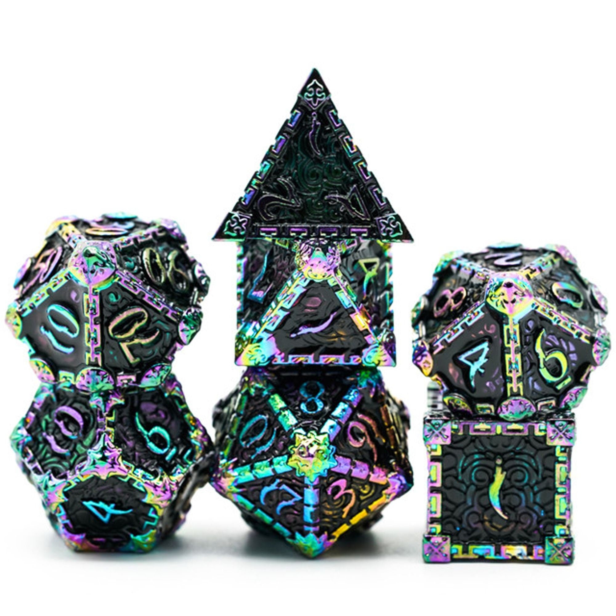 Dagger of Venom Fluorescent Metal Rogue TTRPG/DND DICE SET - Dicemaniac