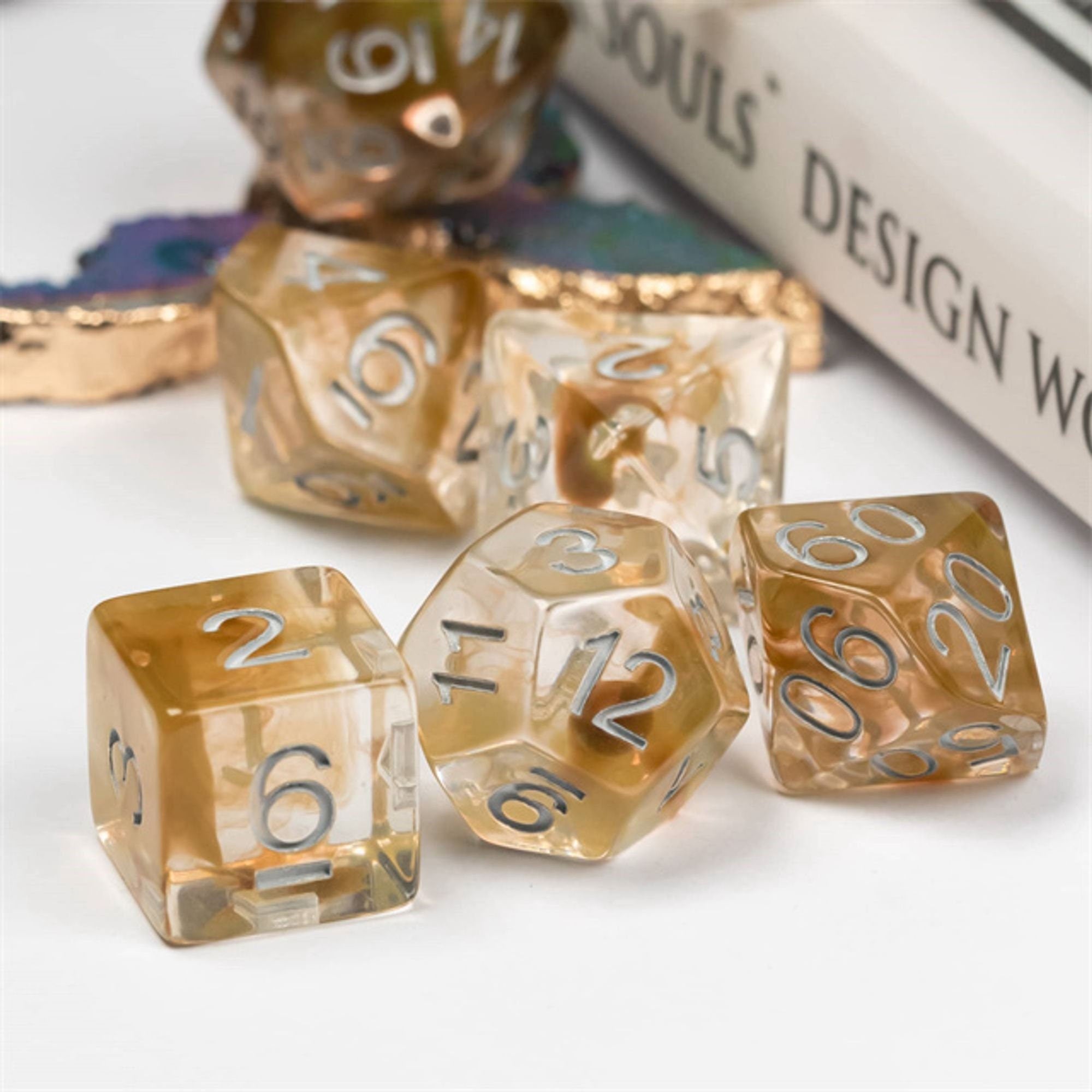 Murky Gold Smoke DND/TTRPG Dice set - Dicemaniac