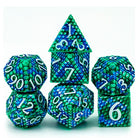 Dragon Green Blue Metal Scaled Style DND/TTRPG Dice set - Dicemaniac